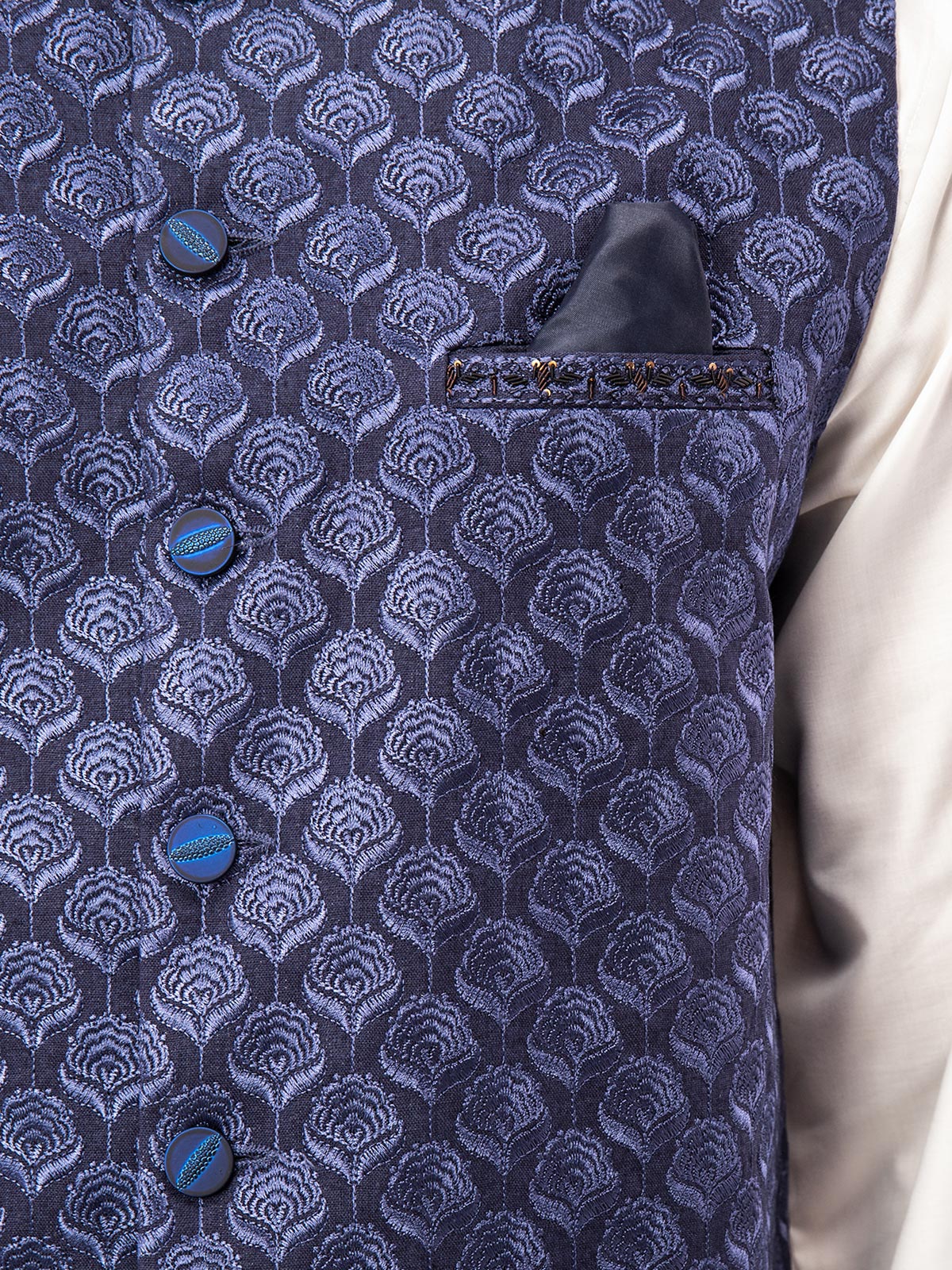 Embroidered Linen Waistcoat - EMTWCC21-076 - Image 3