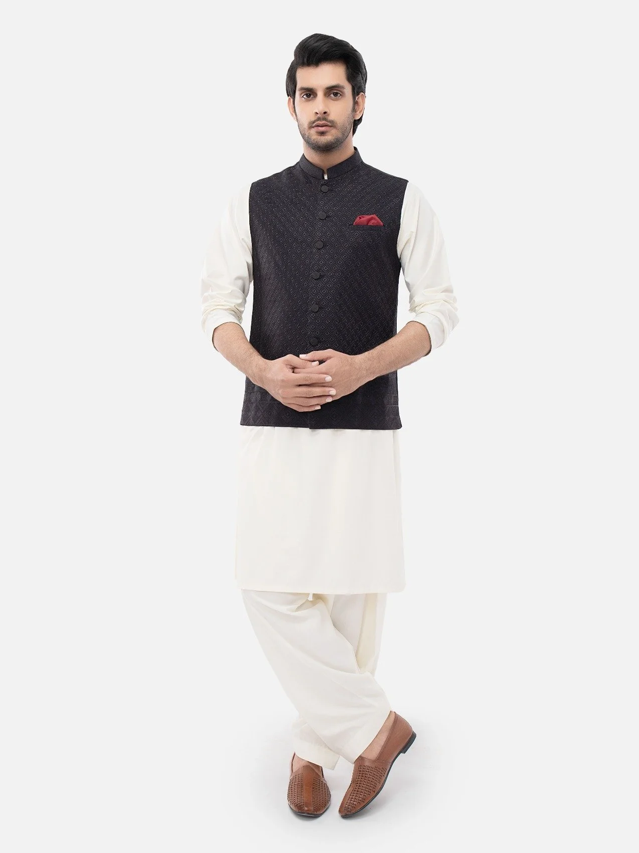 Embroidered Linen Waistcoat - EMTWCC21-081
