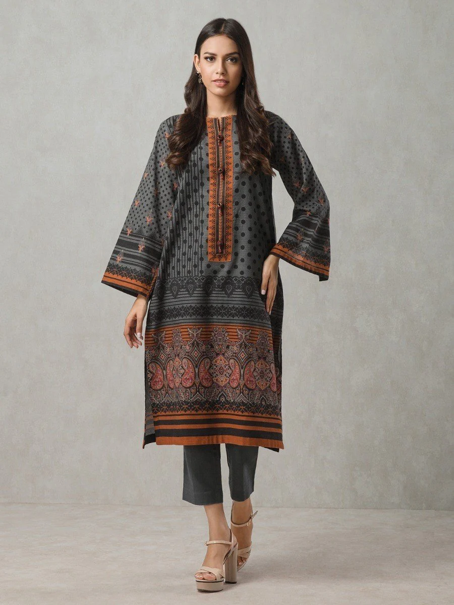 Printed Khaddar Shirt - EWU20A10-20365