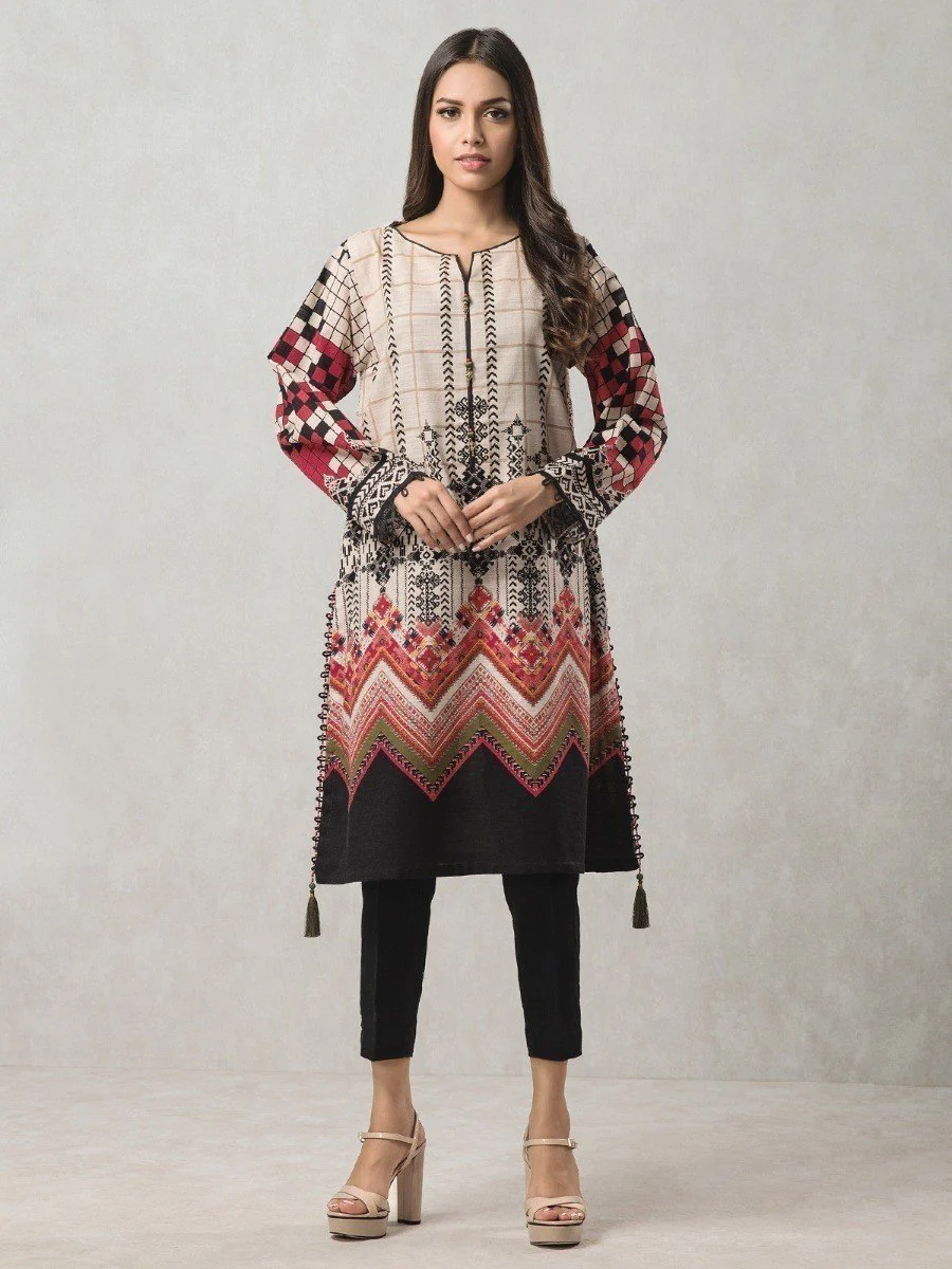 Printed Khaddar Shirt - EWU20A10-20372