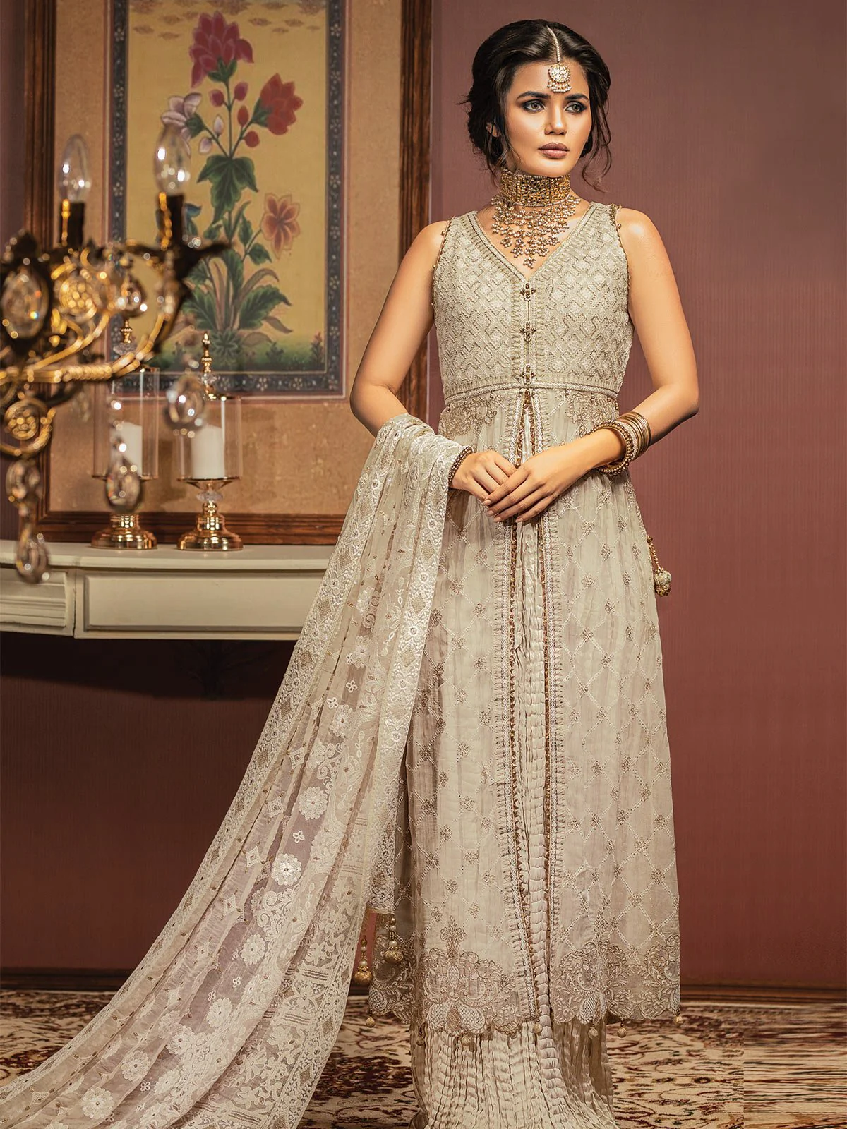 Embroidered Viscose Suit - EWU20C2-19956