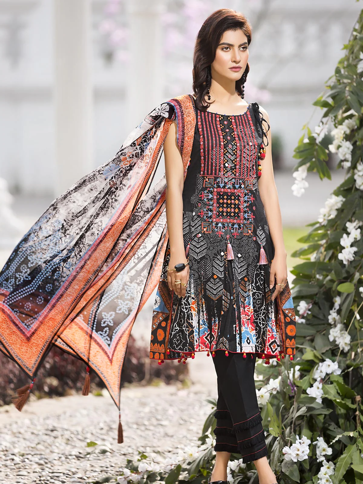 Embroidered Chiffon Suit - EWU20V4-19976