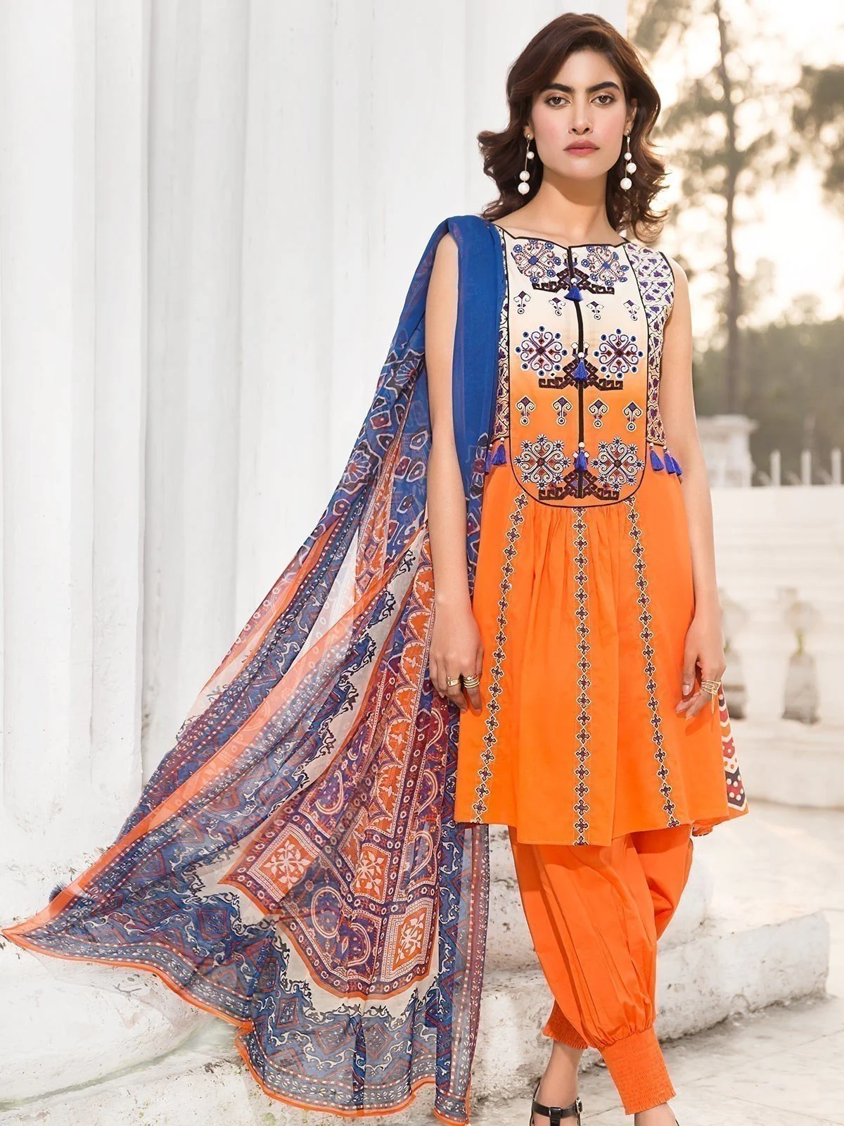 Embroidered Chiffon Suit - EWU20V4-19995