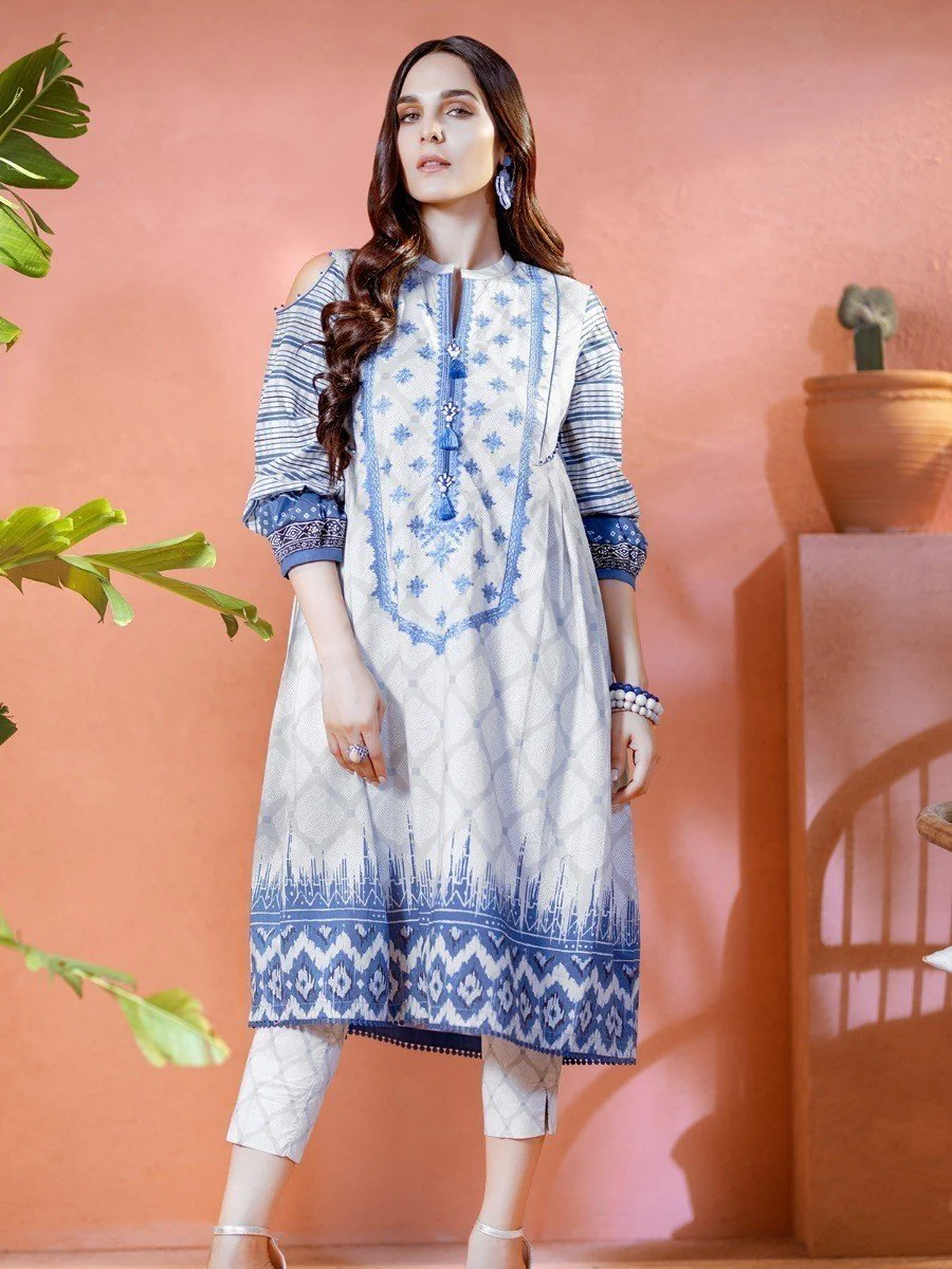 Embroidered Cambric Shirt Trouser - EWU20V7-20130