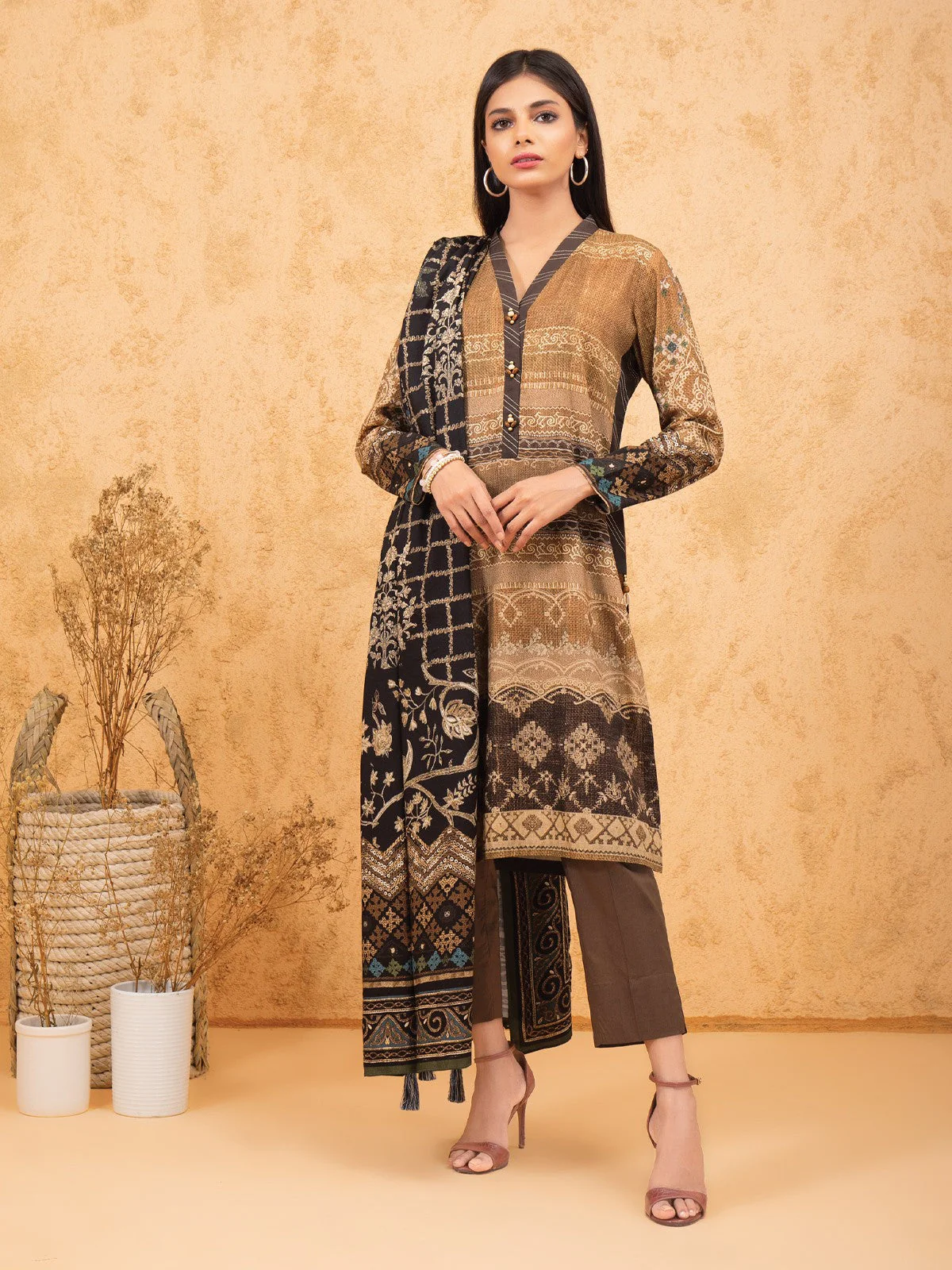 Printed Viscose Shirt Trouser - EWU21A10-21379ST