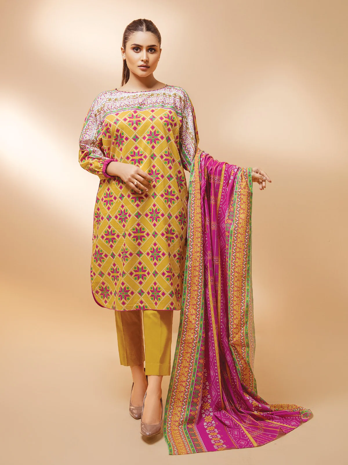 Printed Cambric Shirt Dupatta - EWU21A7-21285