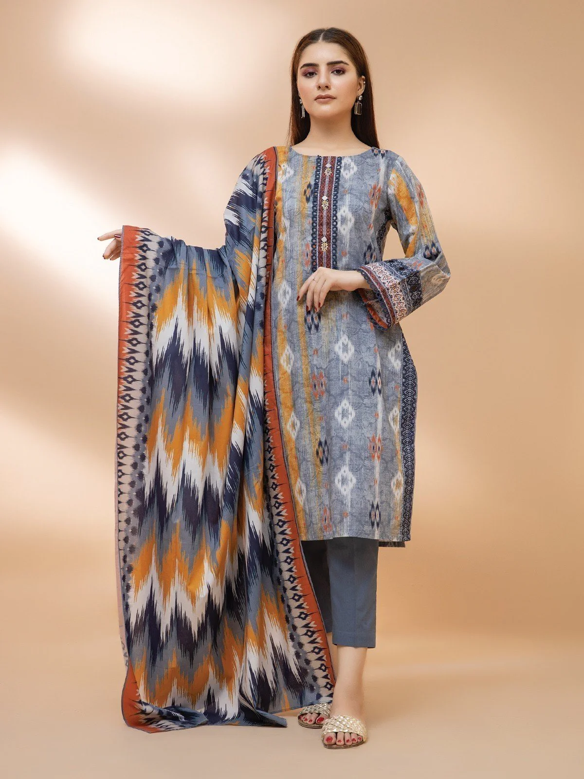 Printed Khaddar Suit - EWU21A9-21477