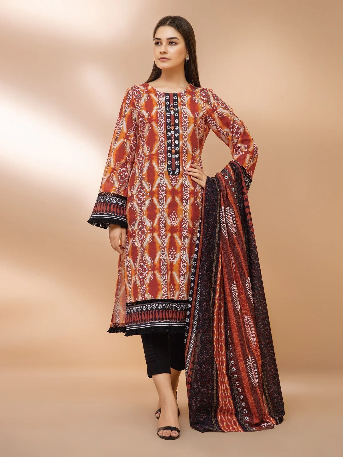 Printed Khaddar Shirt - EWU21A9-21510A