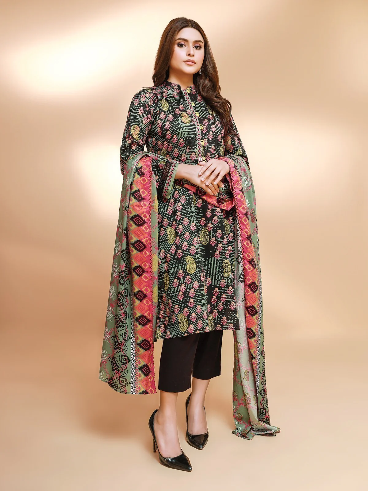 Printed Khaddar Shirt Dupatta - EWU21A9-21517
