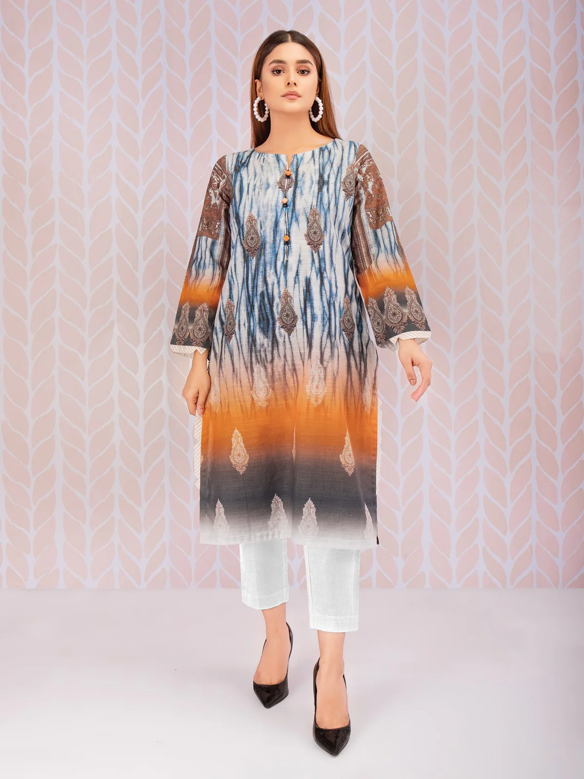 Printed Khaddar Shirt Trouser - EWU21A9-21559