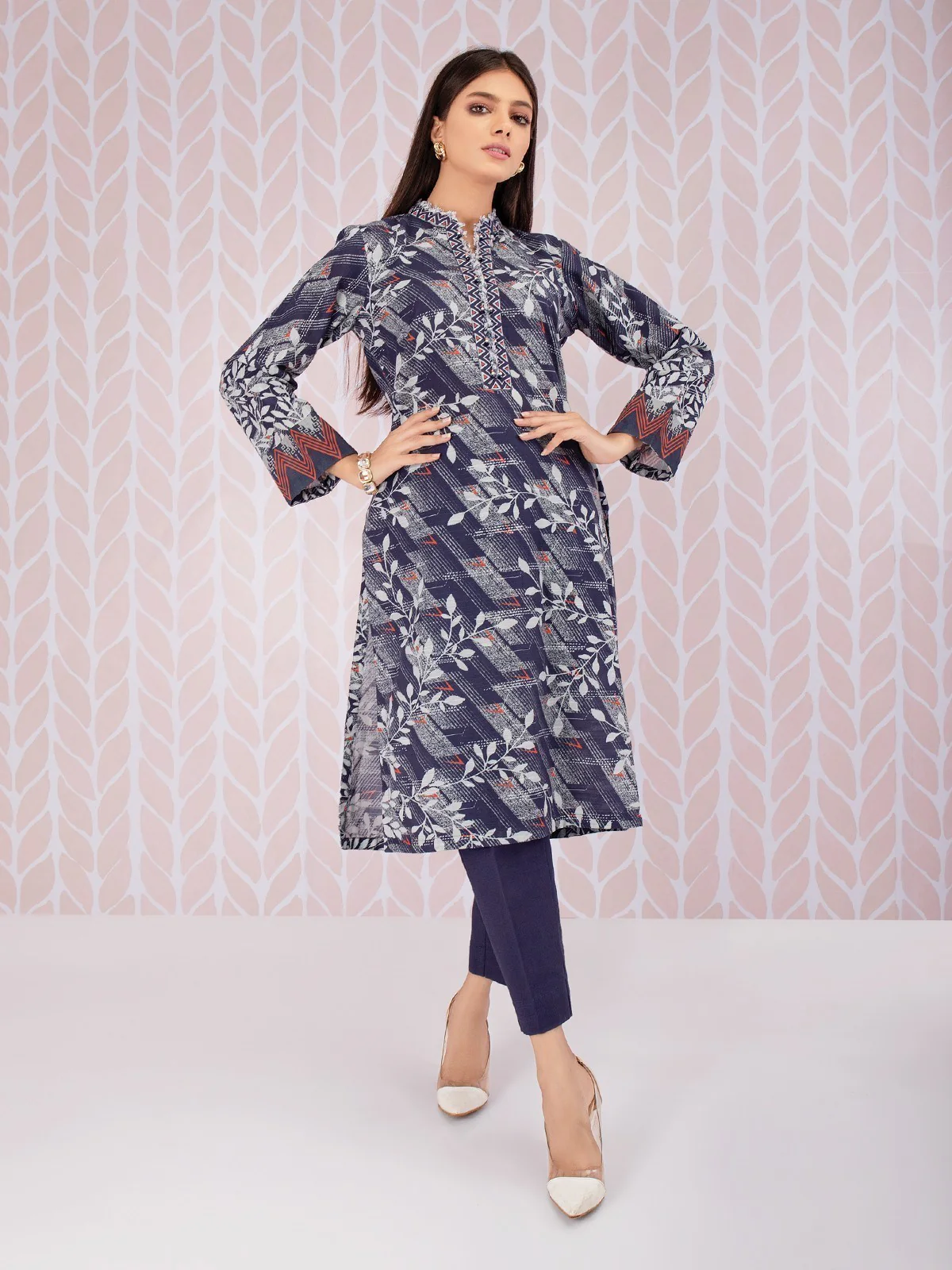 Printed Khaddar Shirt - EWU21A9-21573
