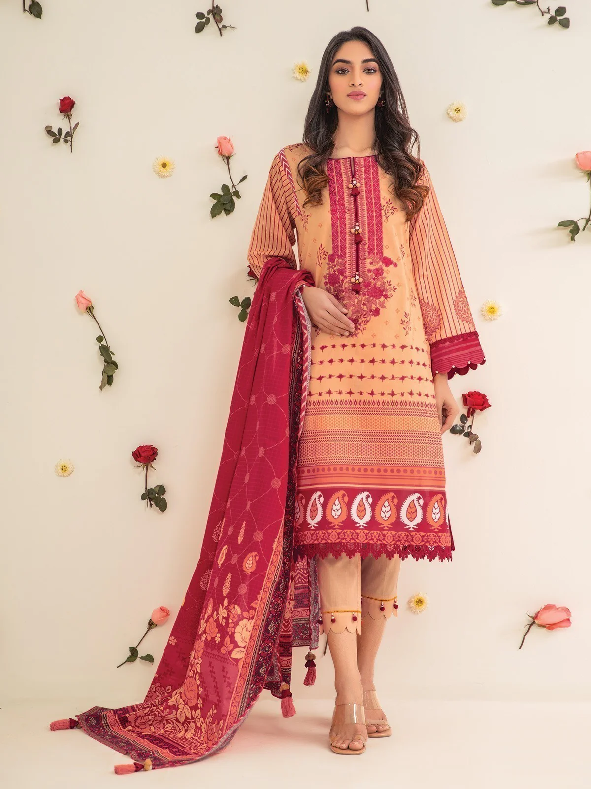 Embroidered Lawn Shirt Dupatta - EWU21V2-20503
