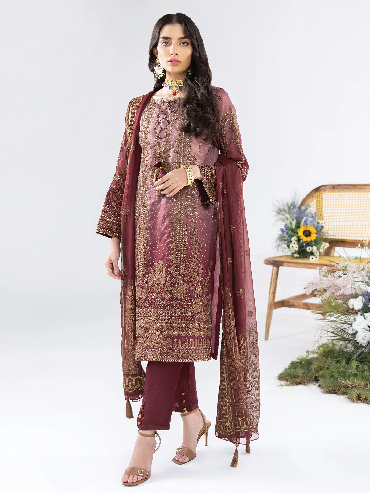Embroidered Chanderi Suit - EWU21V5-21136