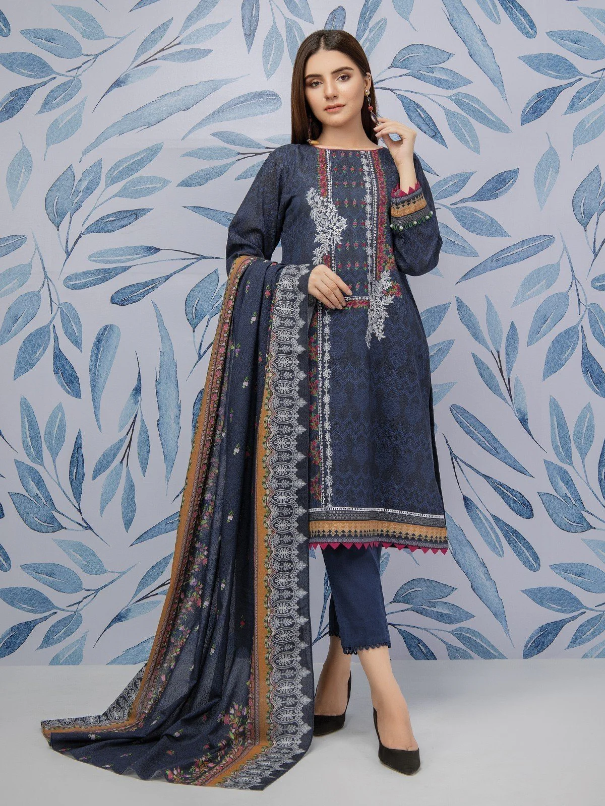 Embroidered Cotail Suit - EWU21V8-21638