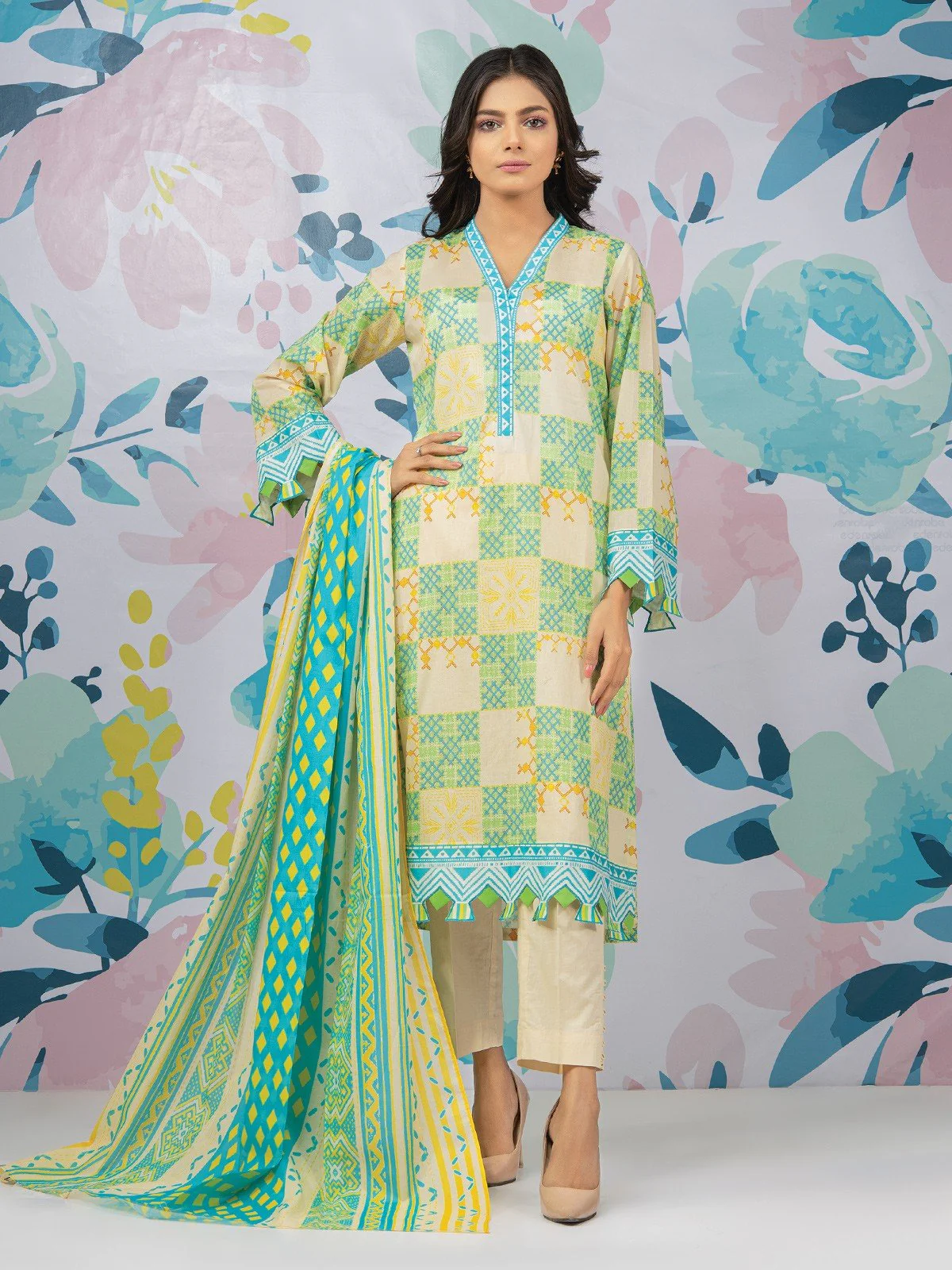 Printed Lawn Suit - EWU22A1-23054