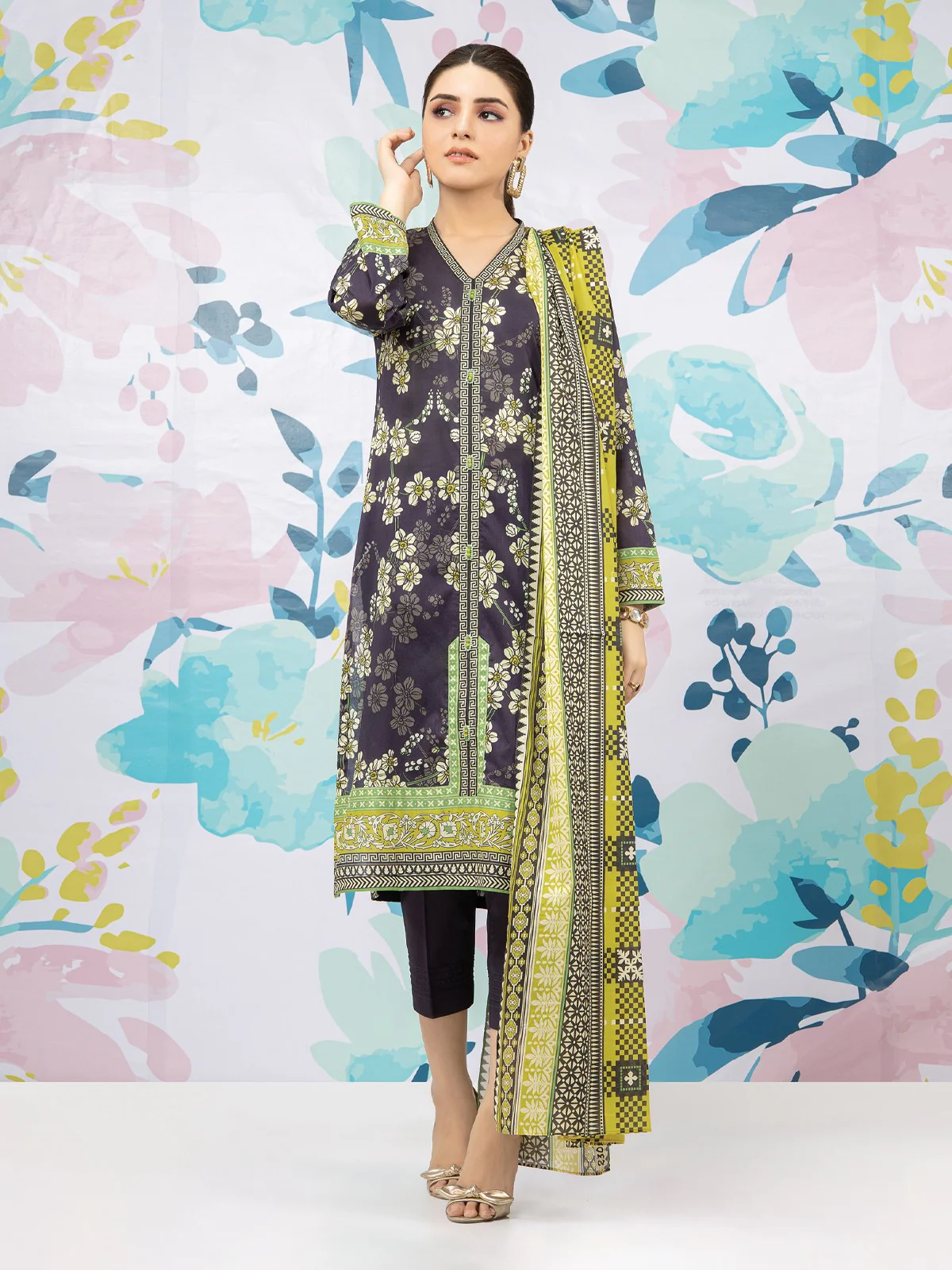 Printed Lawn Suit - EWU22A1-23062