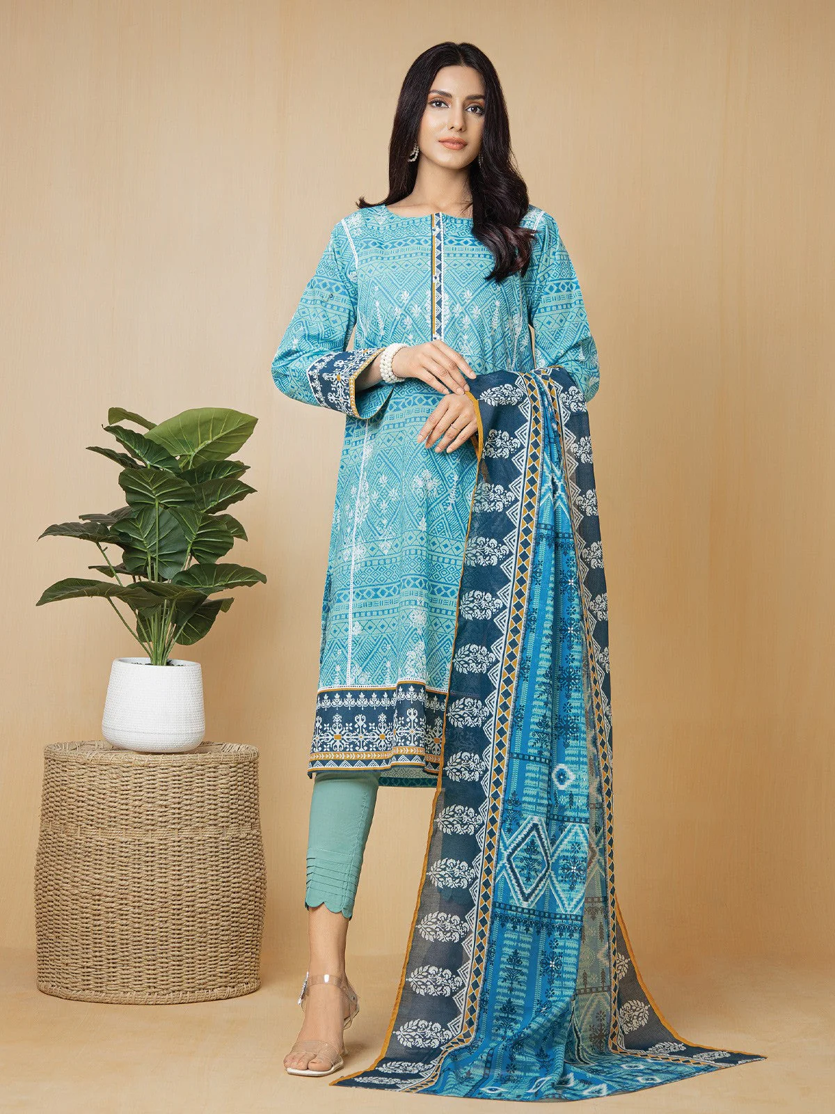 Printed Lawn Shirt Dupatta - EWU22A1-23105SD