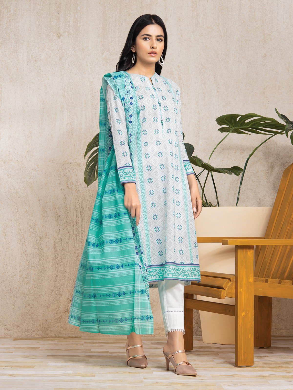 Printed Lawn Shirt Dupatta - EWU22A1-23260