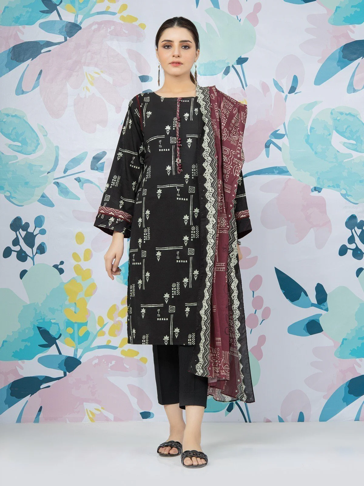 Printed Lawn Shirt Dupatta - EWU22A1-23279