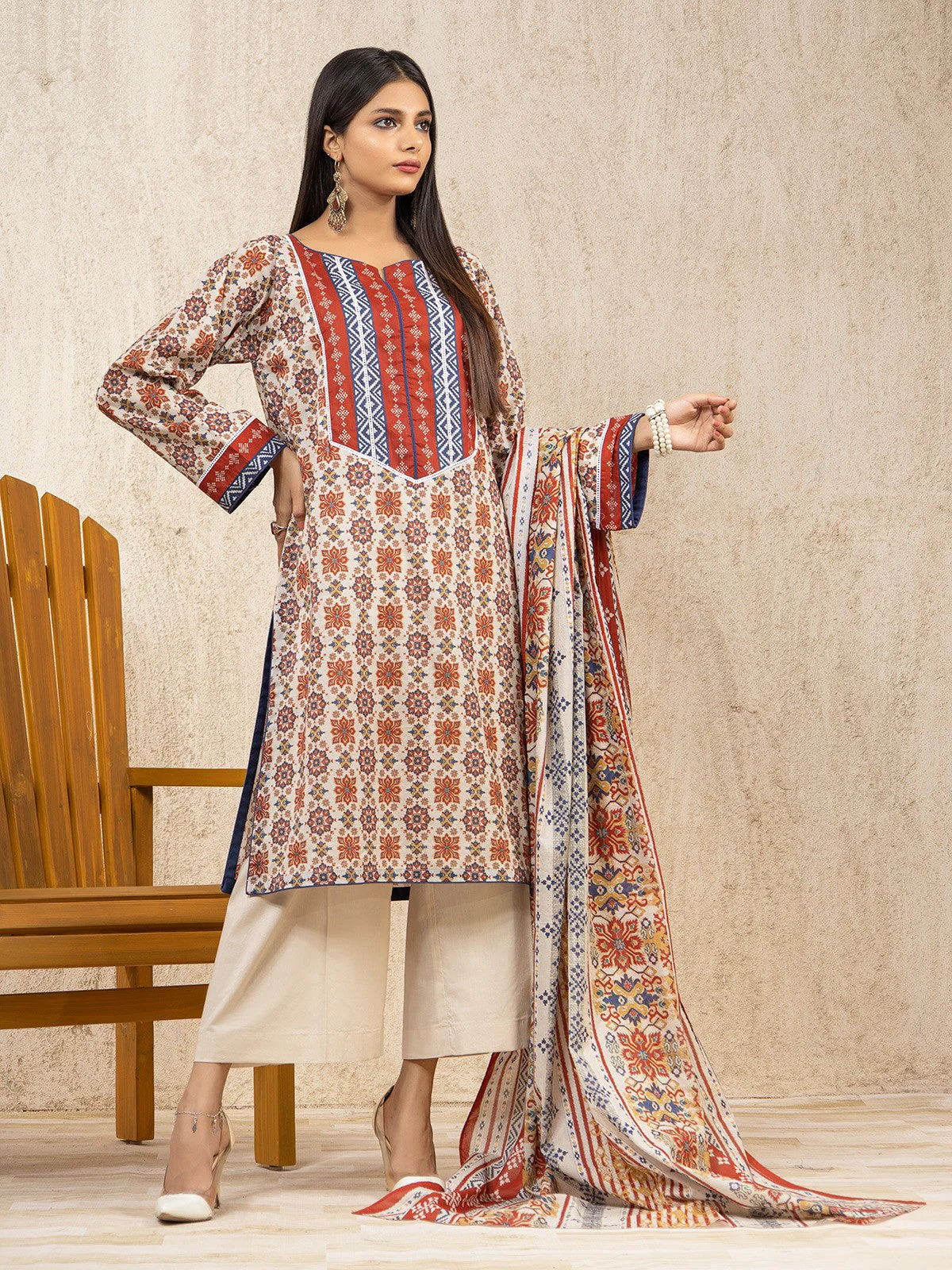 Printed Lawn Shirt - EWU22A1-23384S