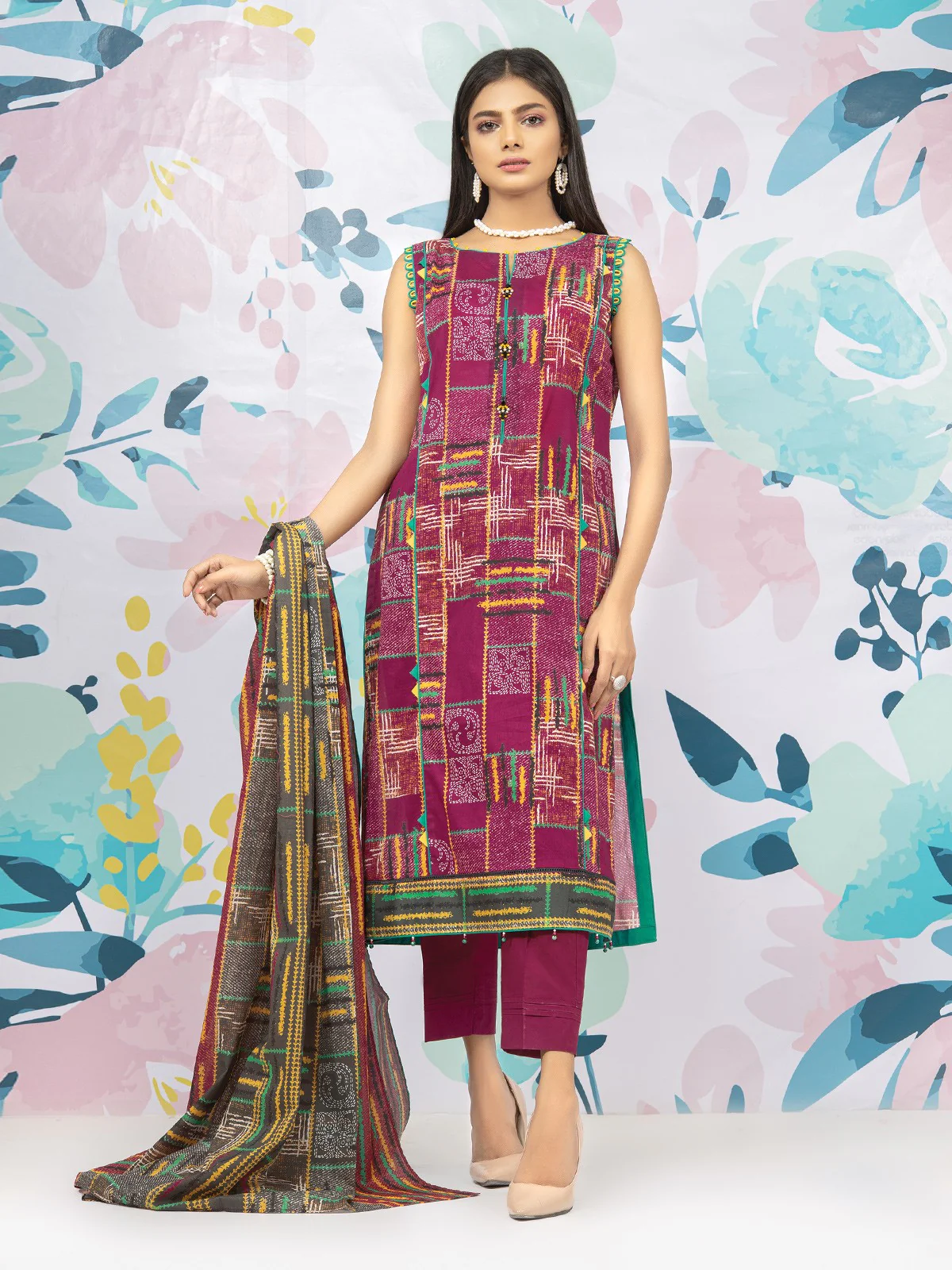 Printed Lawn Suit - EWU22A1-23400