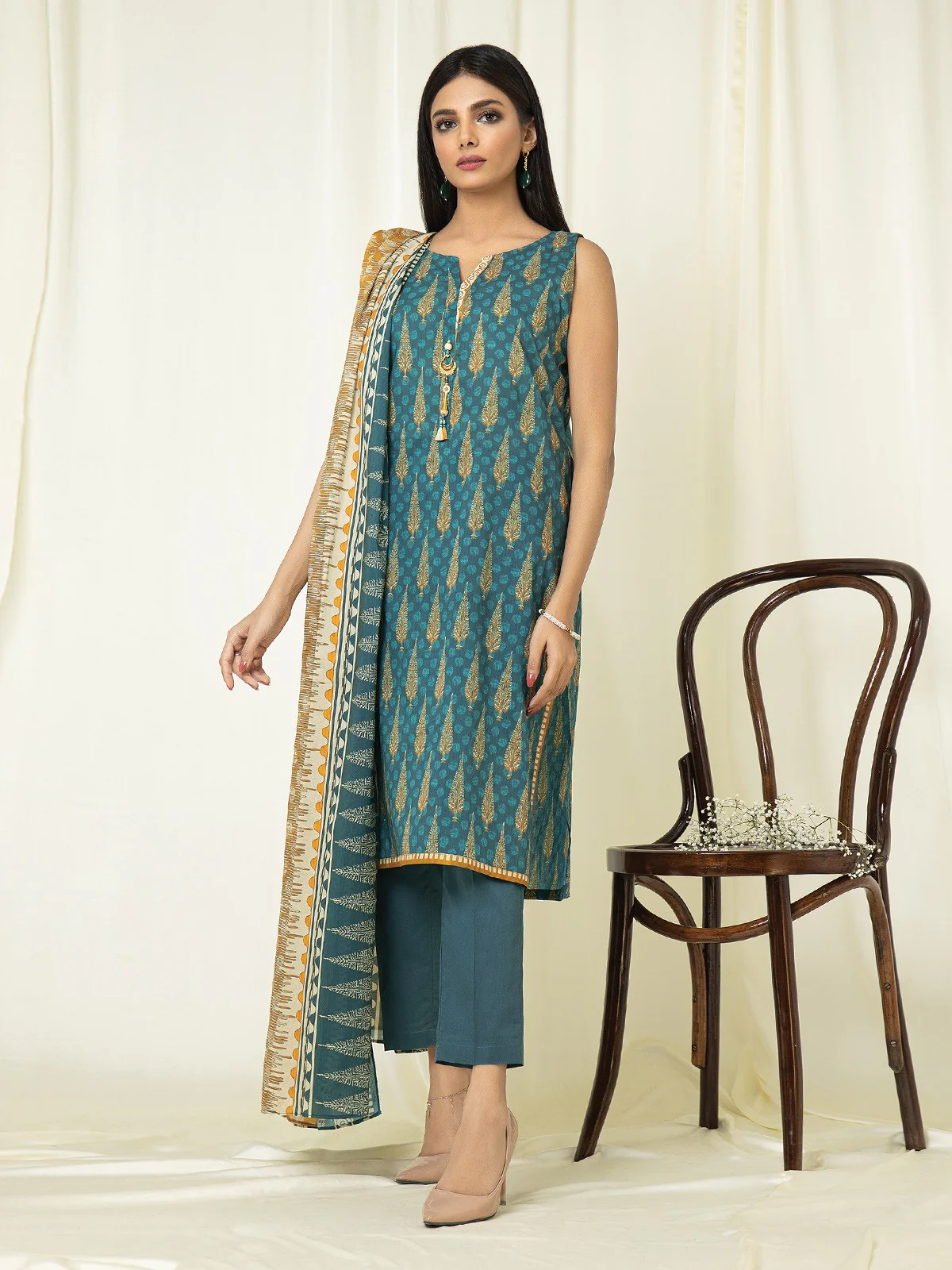 Printed Lawn Suit - EWU22A1-23806