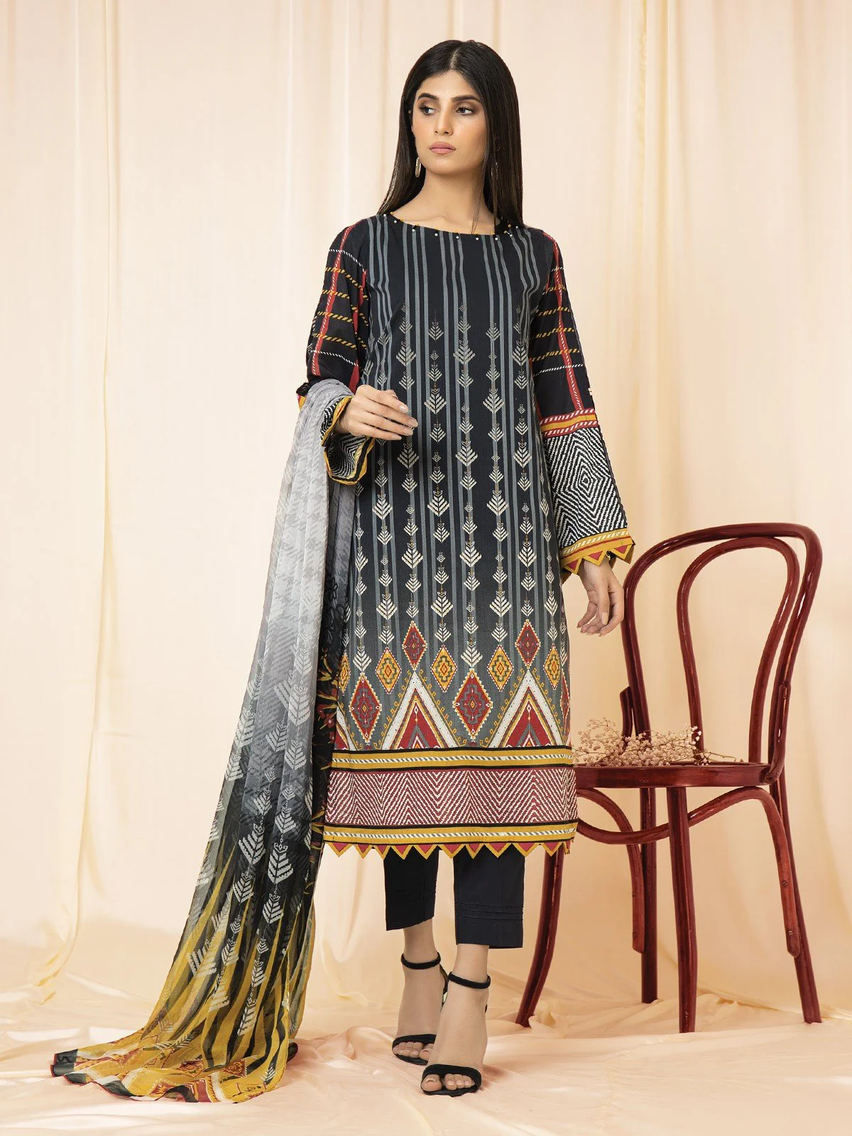 Printed Lawn Suit - EWU22A2-23495