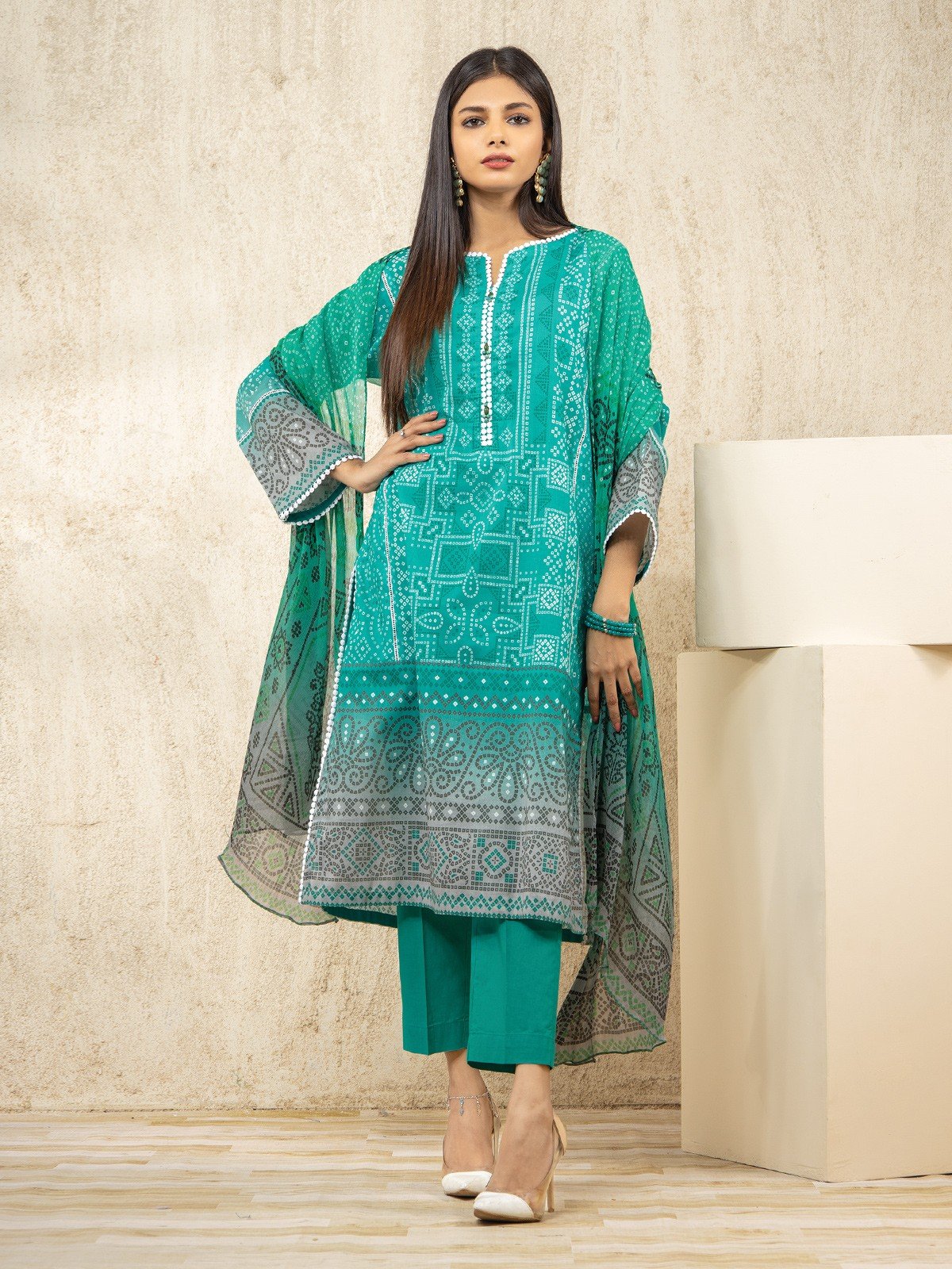 Printed Lawn Suit - EWU22A2-23517