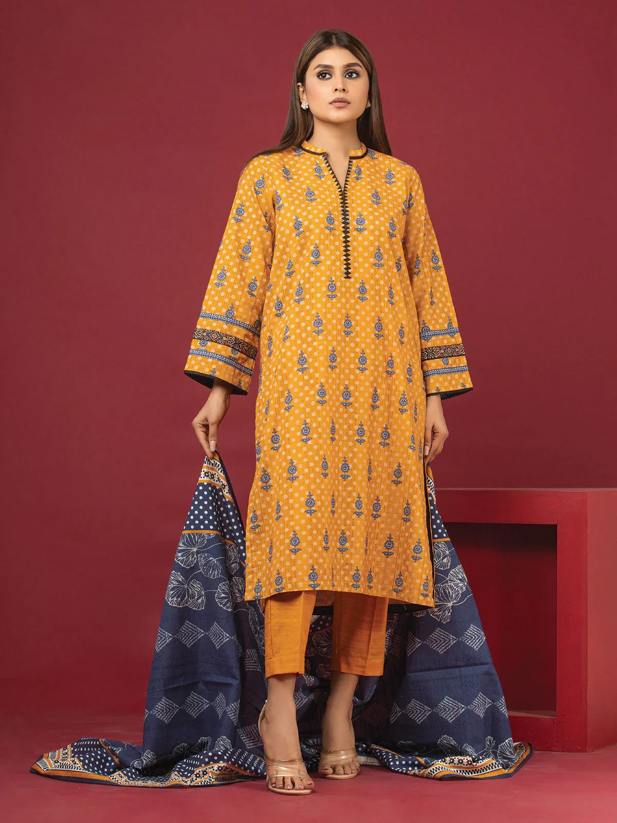 Printed Khaddar Suit - EWU22A3-24465XXL