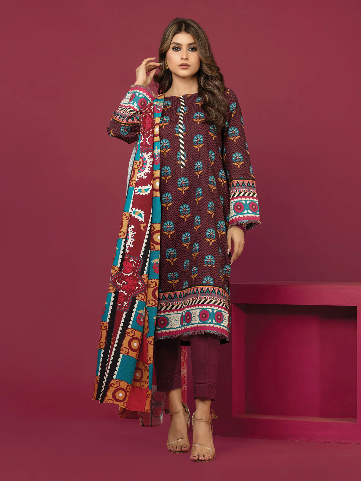 Printed Khaddar Shirt - EWU22A3-24467S