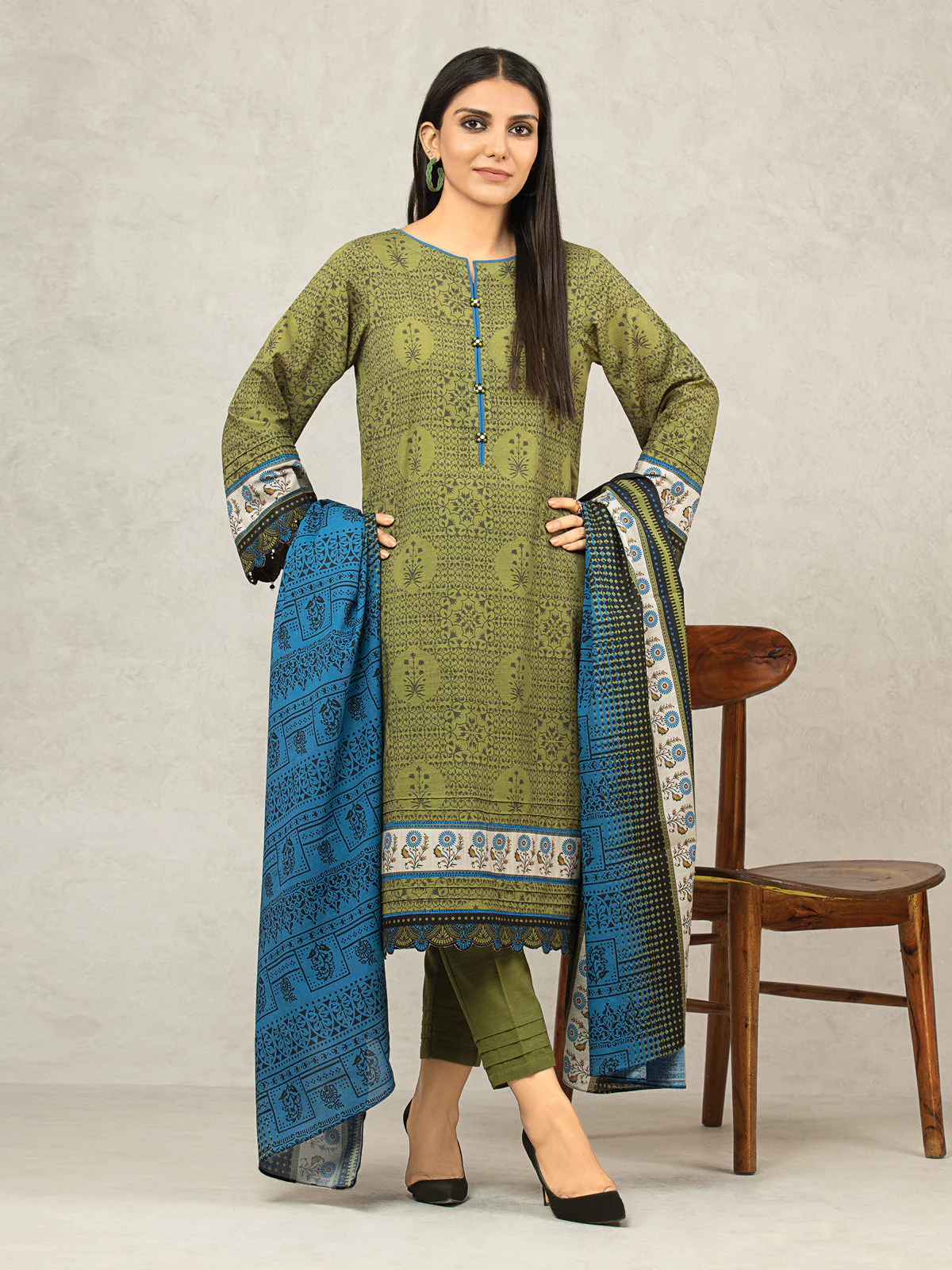 Printed Khaddar Shirt Trouser - EWU22A3-24504ST