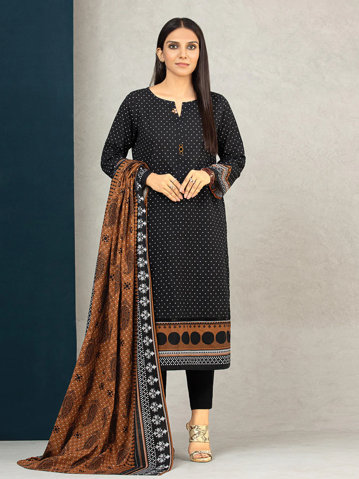 Printed Khaddar Shirt - EWU22A3-24567S