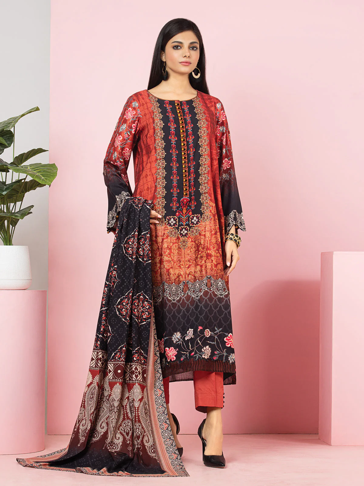 Printed Viscose Suit - EWU22A4-24030XXL