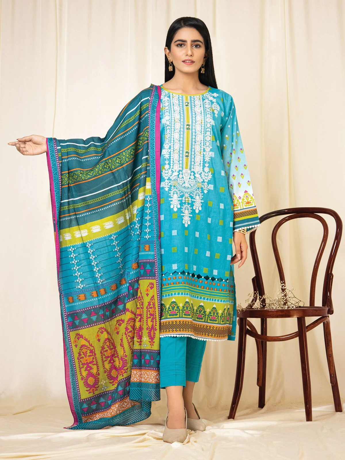 Embroidered Lawn Shirt Dupatta - EWU22V1-23549