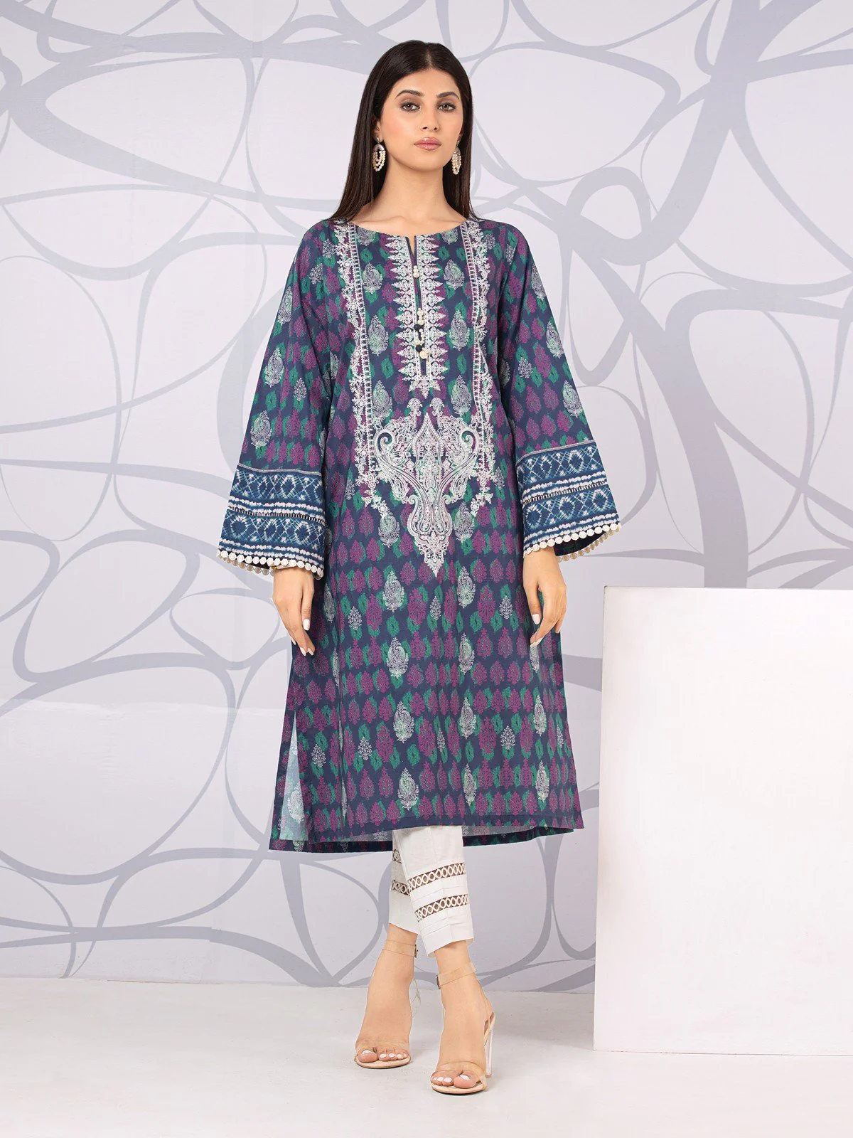 Embroidered Lawn Shirt - EWU22V1-23611