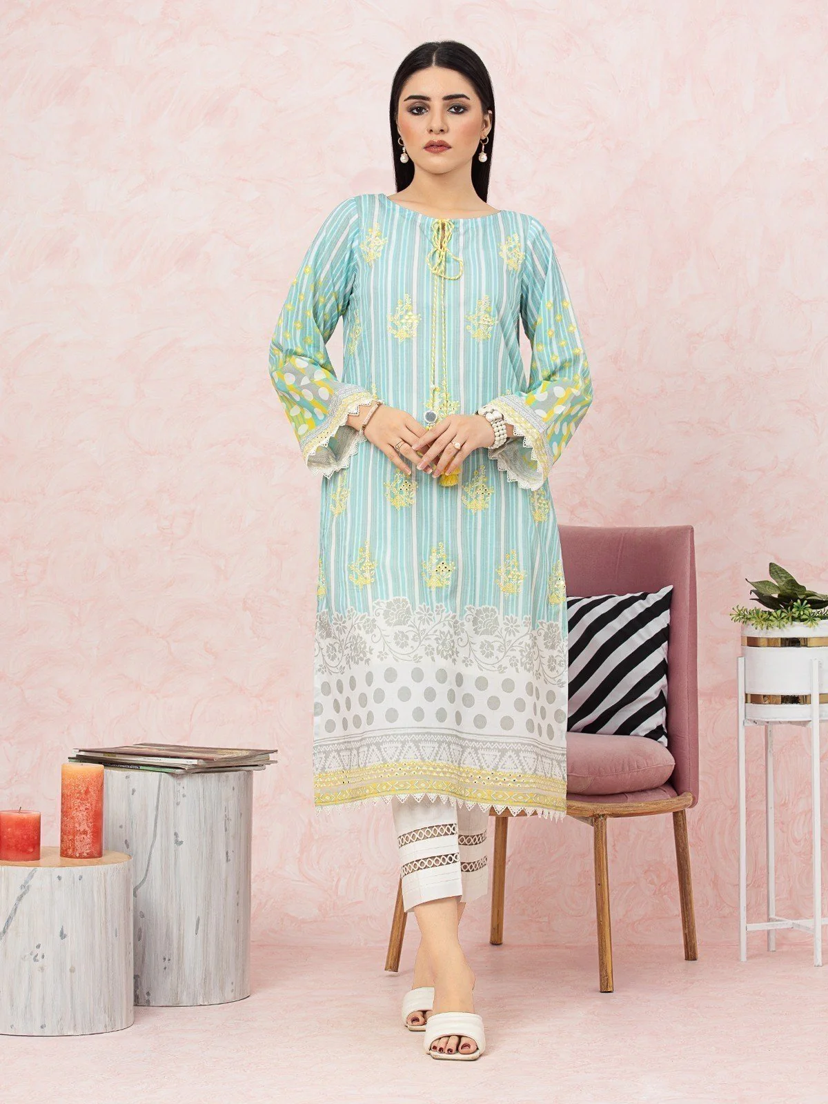 Embroidered Lawn Shirt - EWU22V1-26509