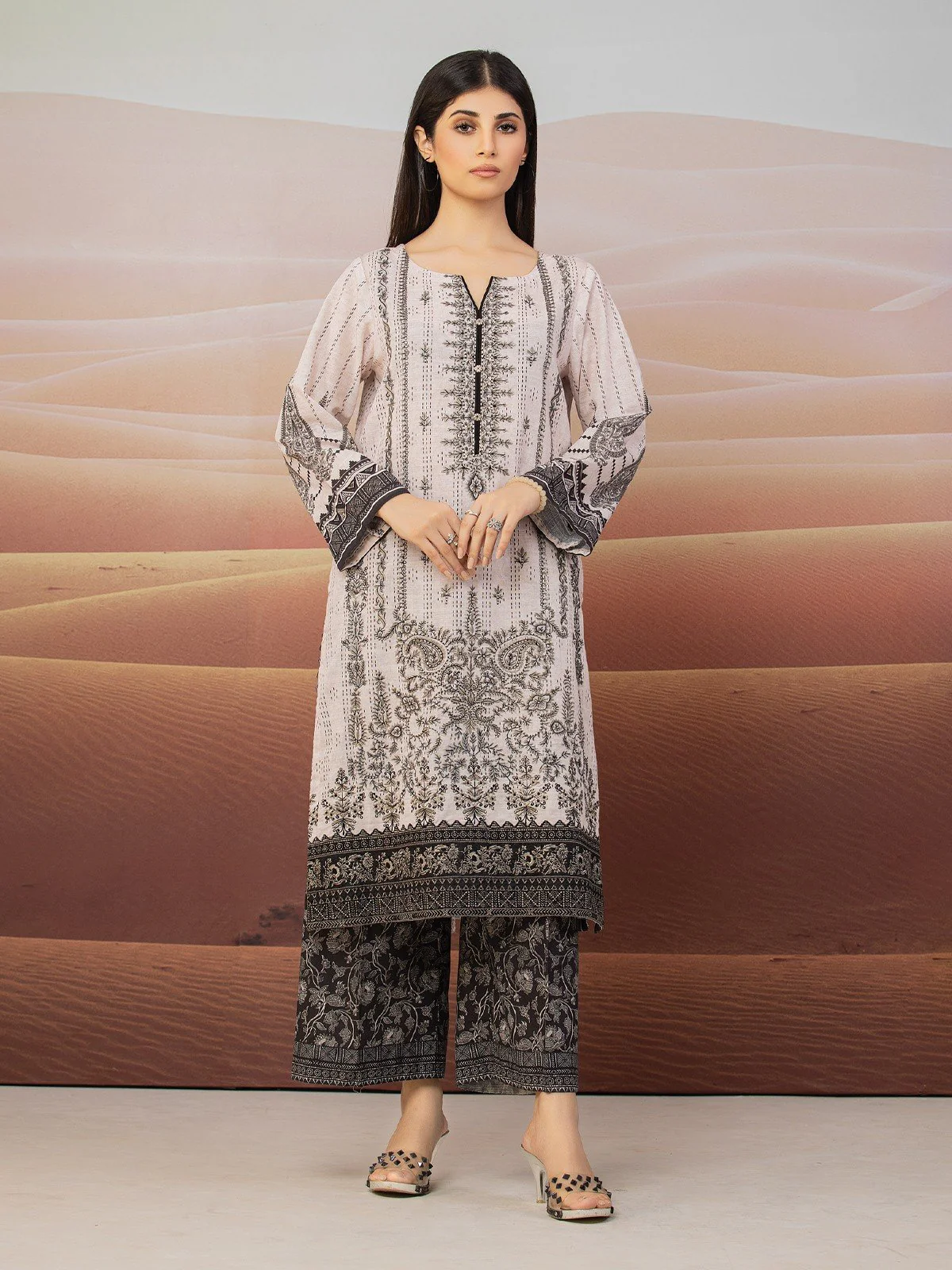 Embroidered Khaddar Shirt Trouser - EWU22V11-25034