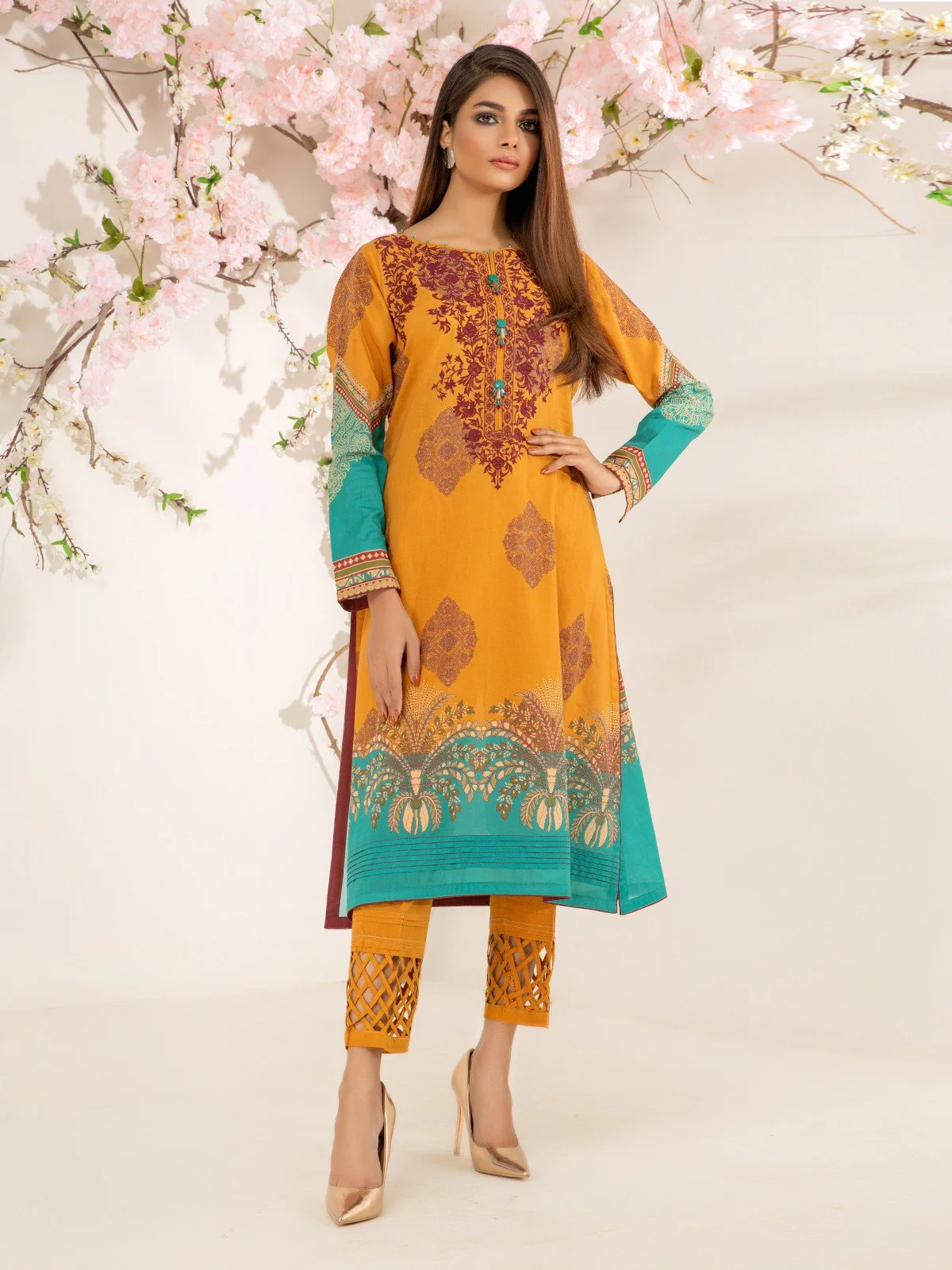 Embroidered Lawn Shirt - EWU22V2-20543