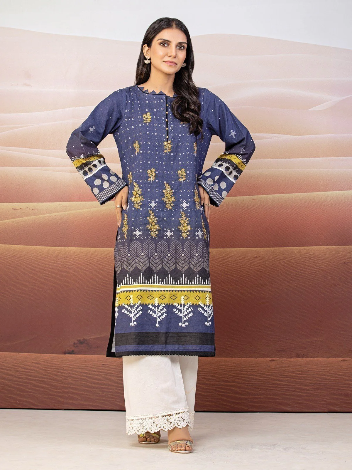 Embroidered Cotton Satin Shirt - EWU22V9-25048