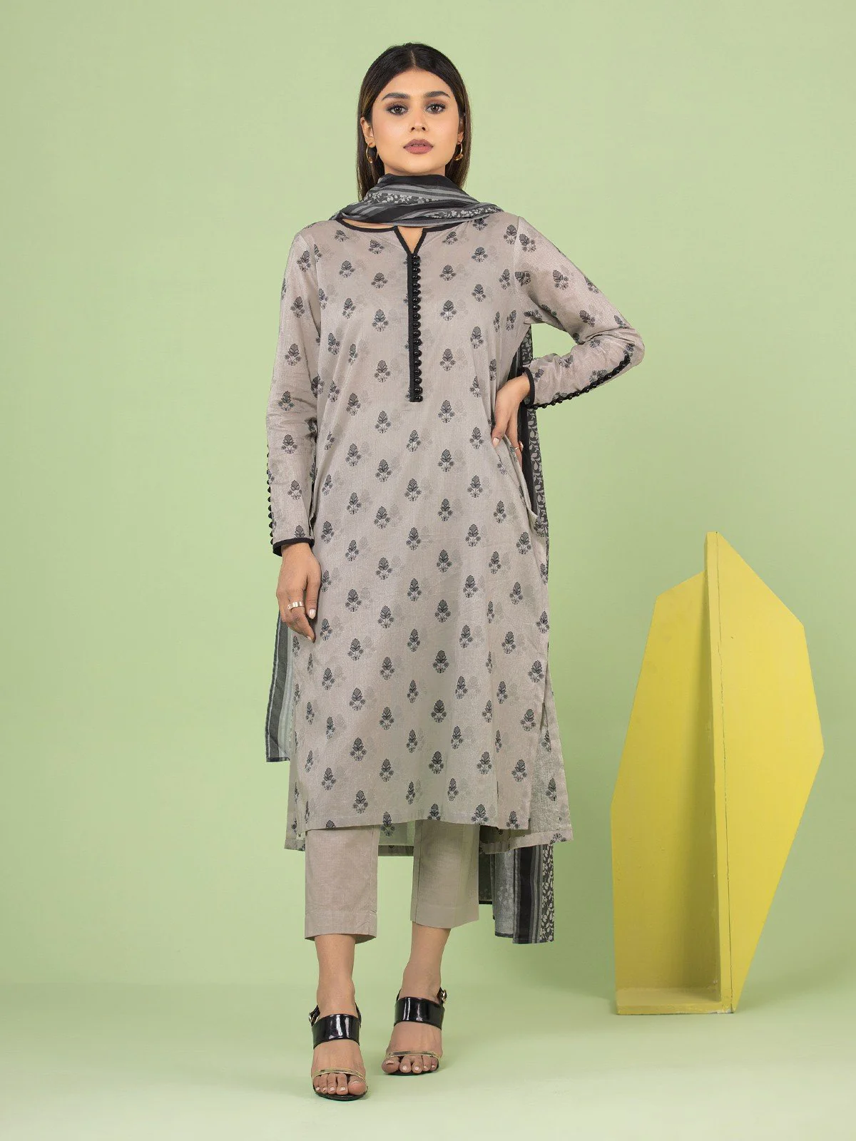Printed Lawn Suit - EWU23A1-26034