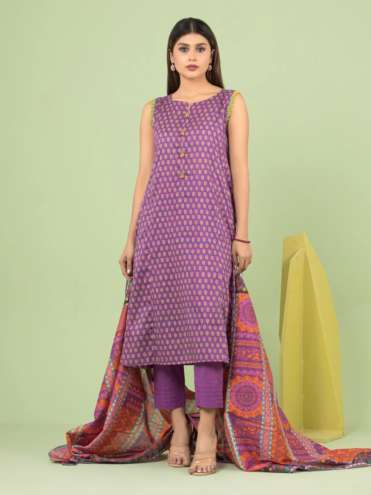 Printed Lawn Suit - EWU23A1-26037