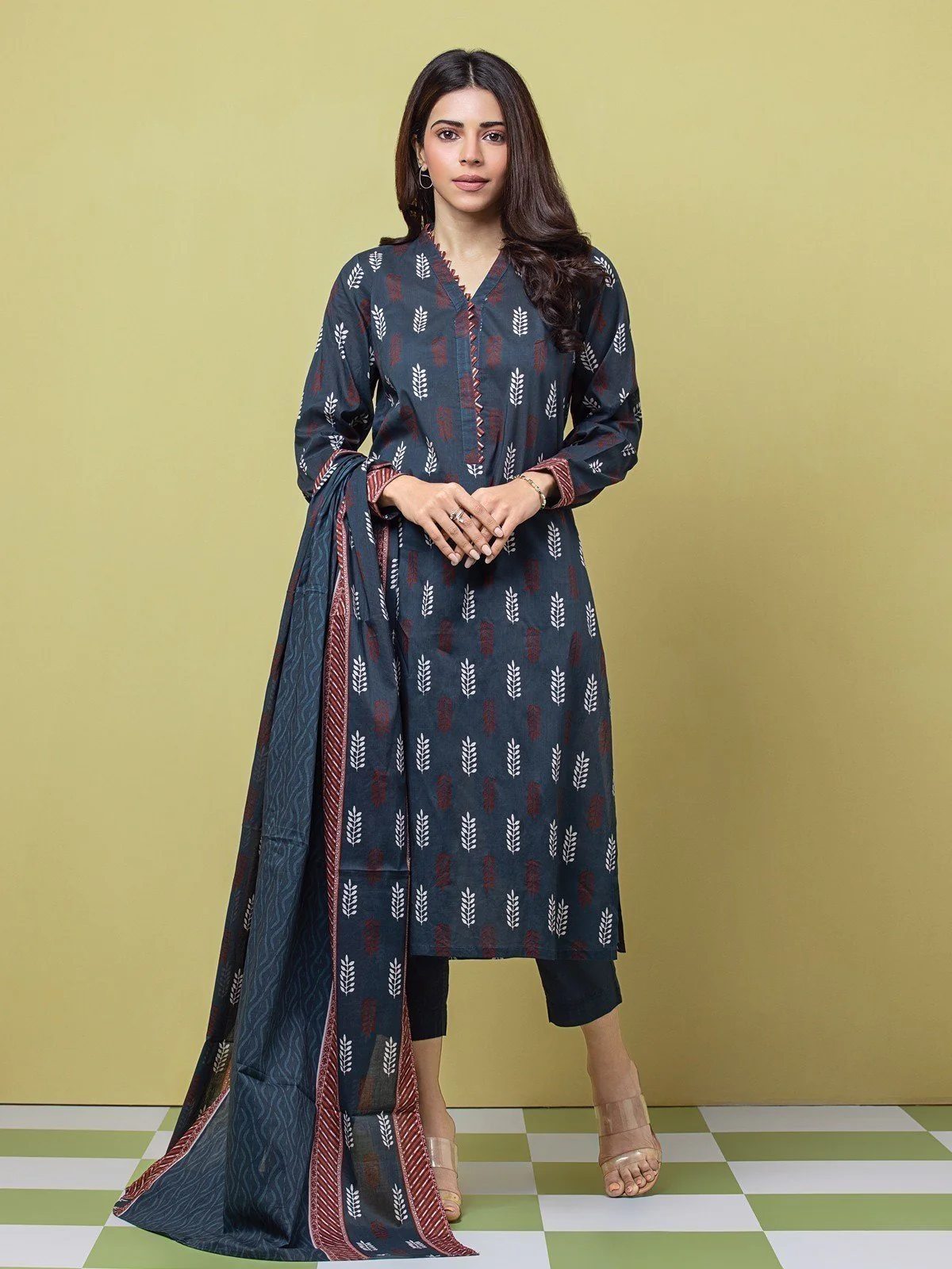 Printed Lawn Suit - EWU23A1-26039