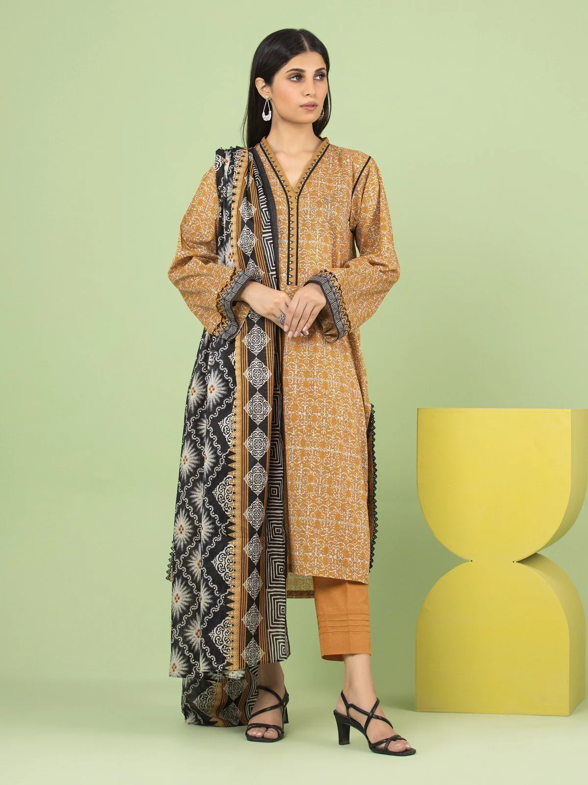 Printed Lawn Suit - EWU23A1-26048