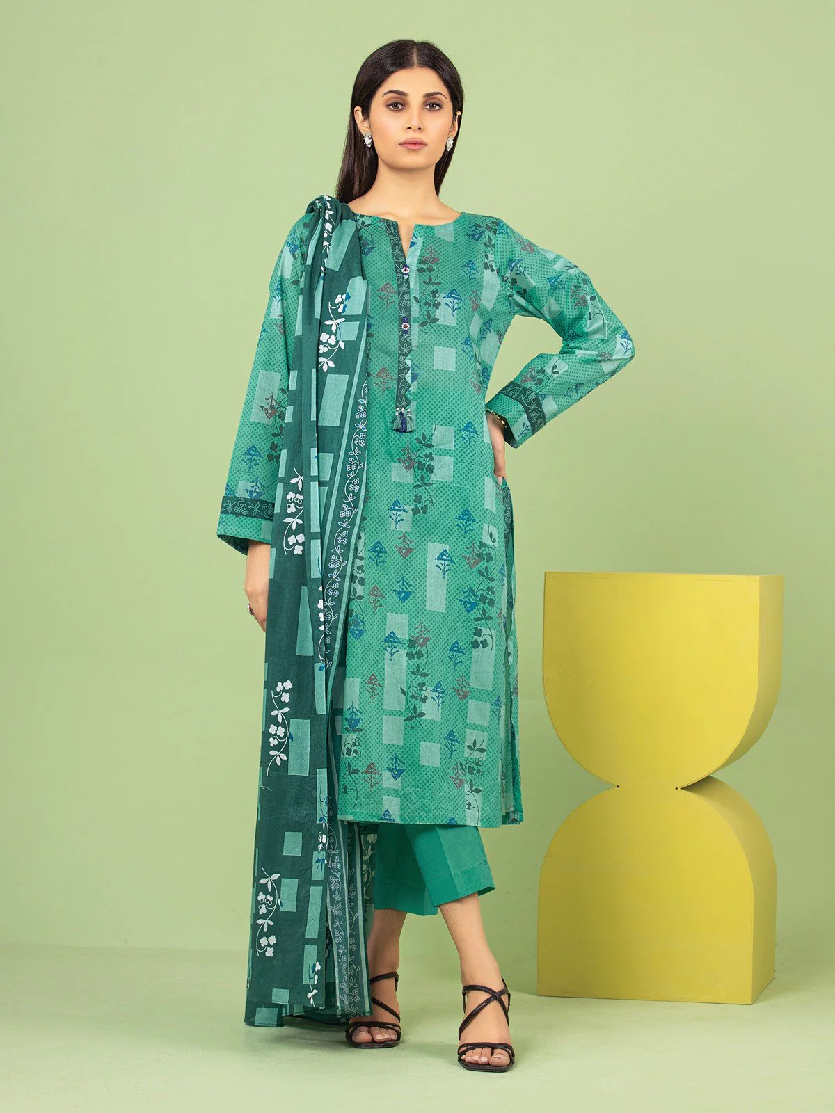 Printed Lawn Suit - EWU23A1-26053