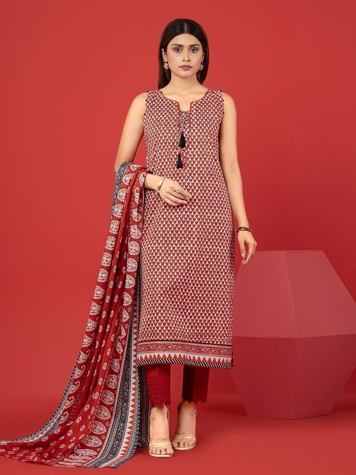 Printed Lawn Suit - EWU23A1-26059