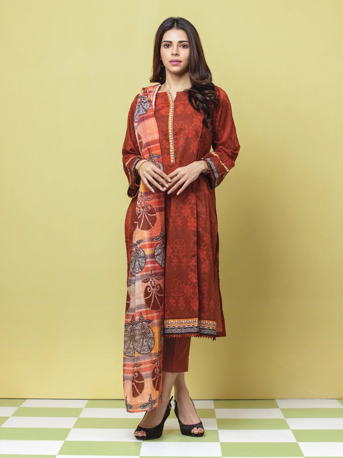 Printed Lawn Suit - EWU23A1-26070