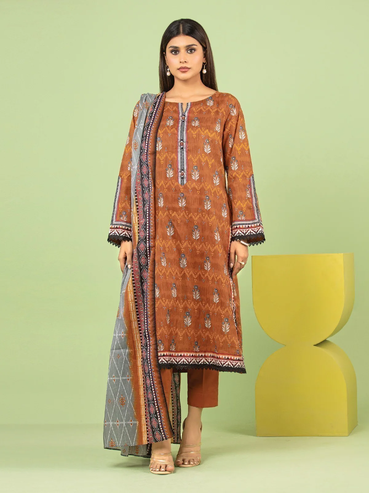 Printed Lawn Suit - EWU23A1-26205