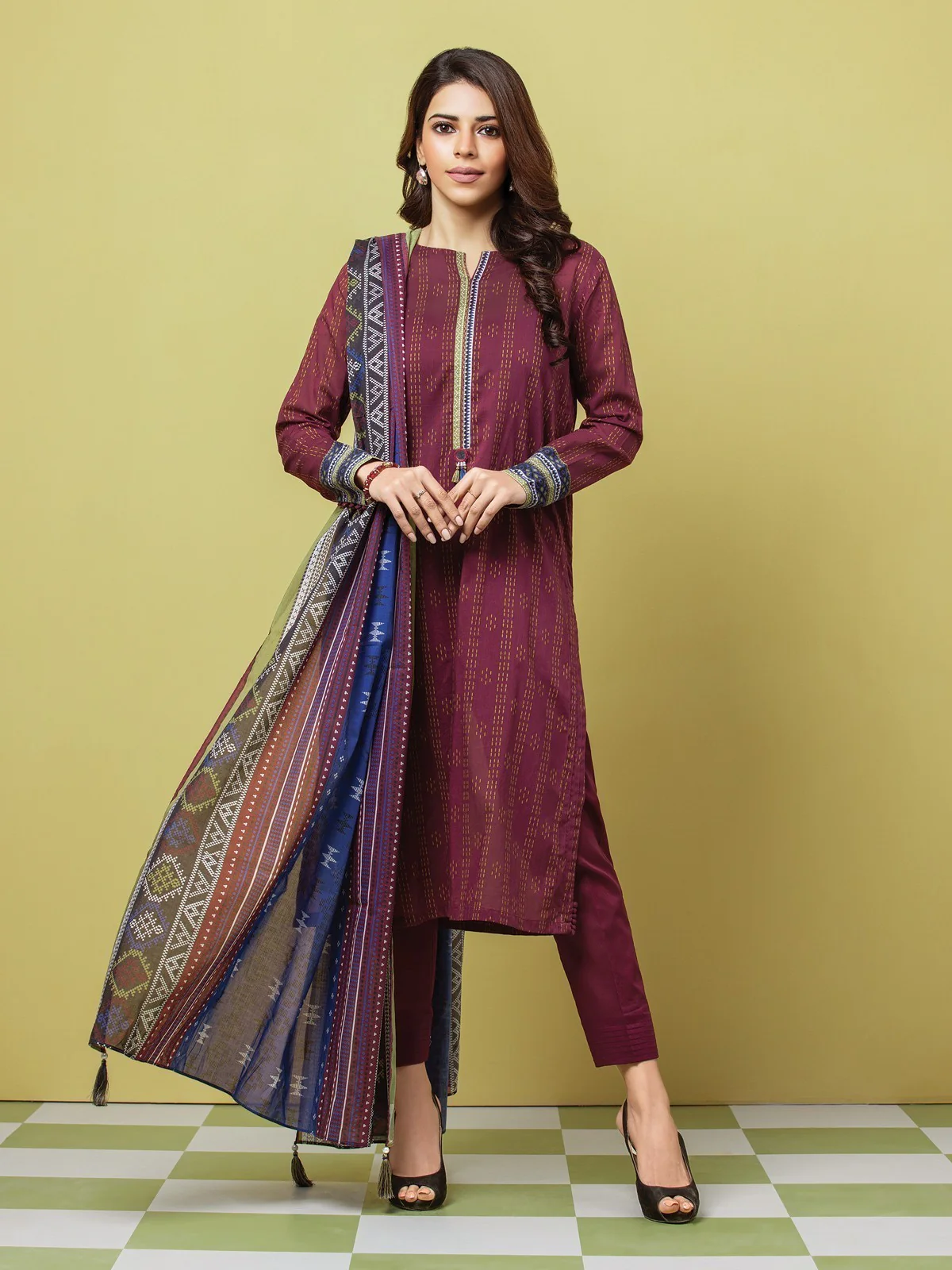 Printed Lawn Suit - EWU23A1-26225