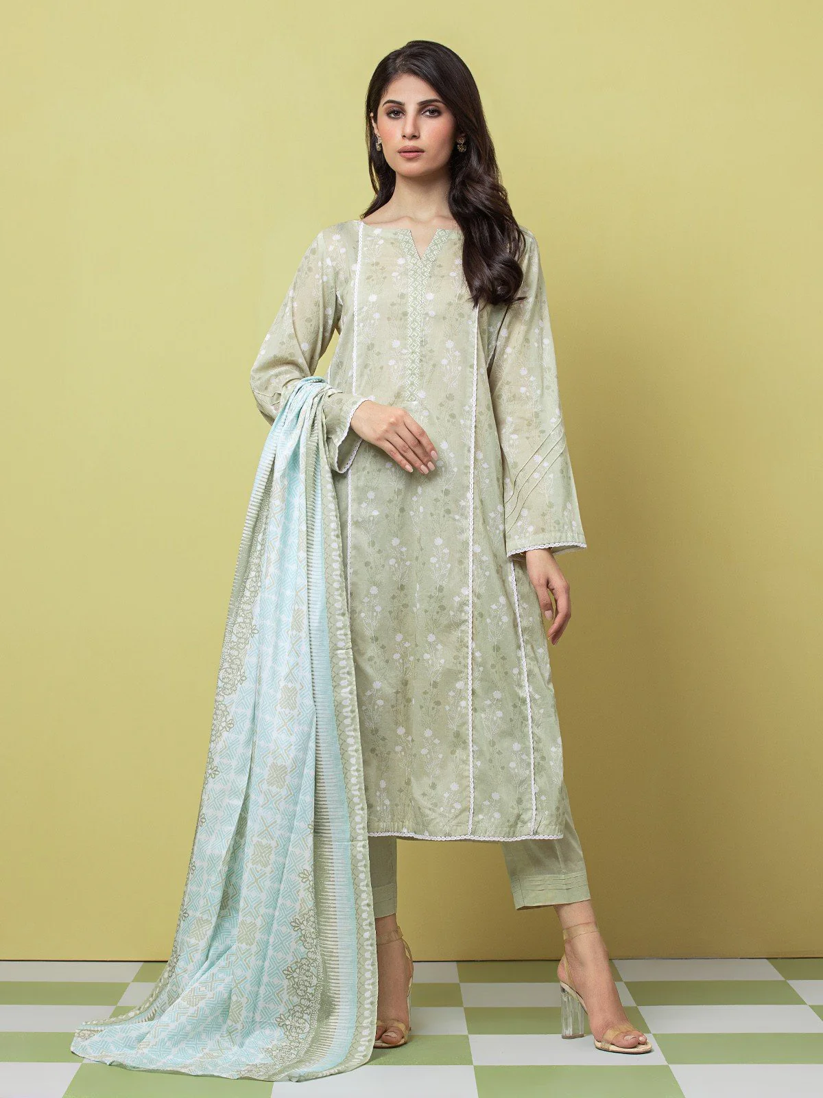 Printed Lawn Suit - EWU23A1-26241