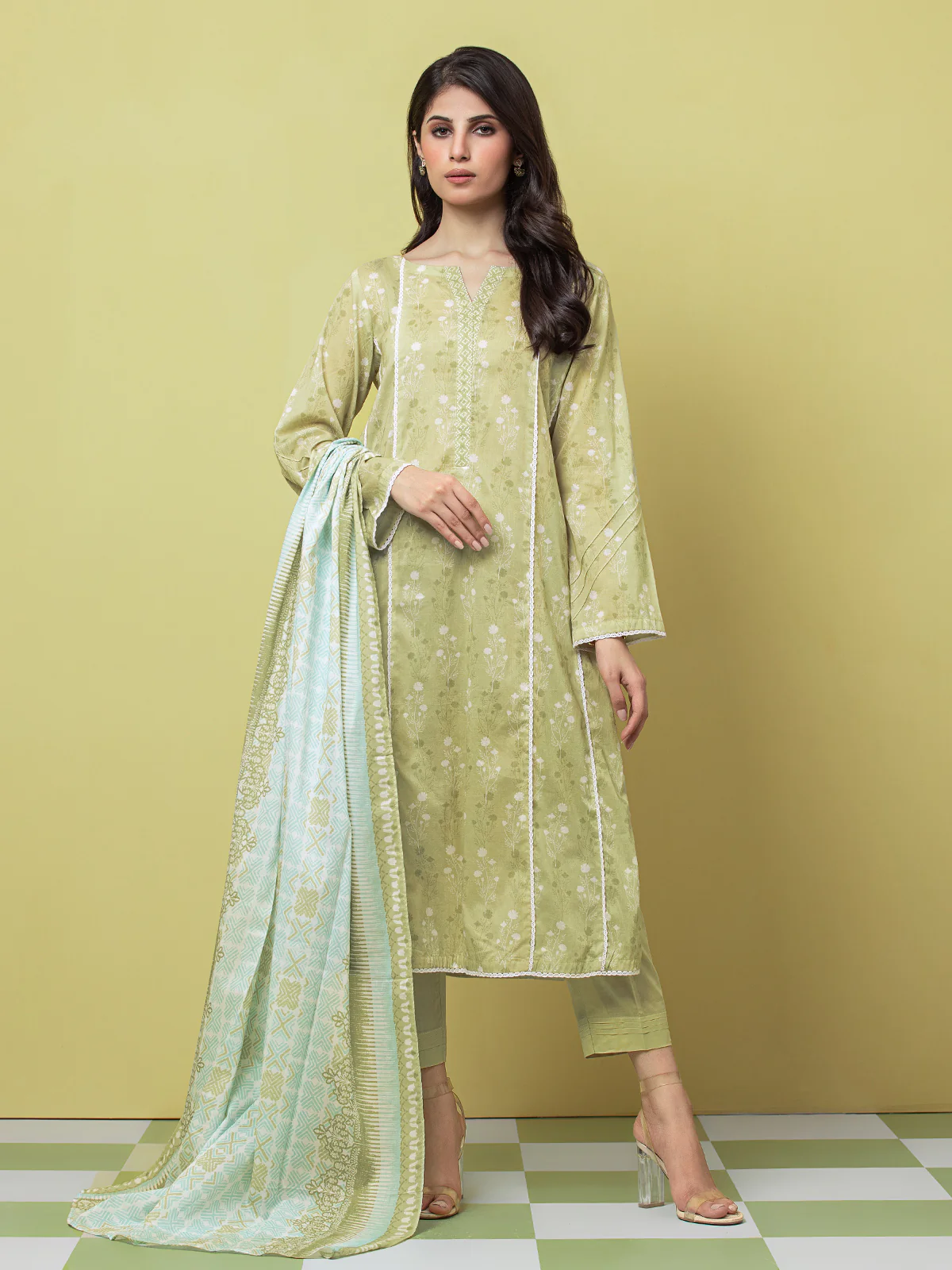 Printed Lawn Suit - EWU23A1-26241 - Image 6